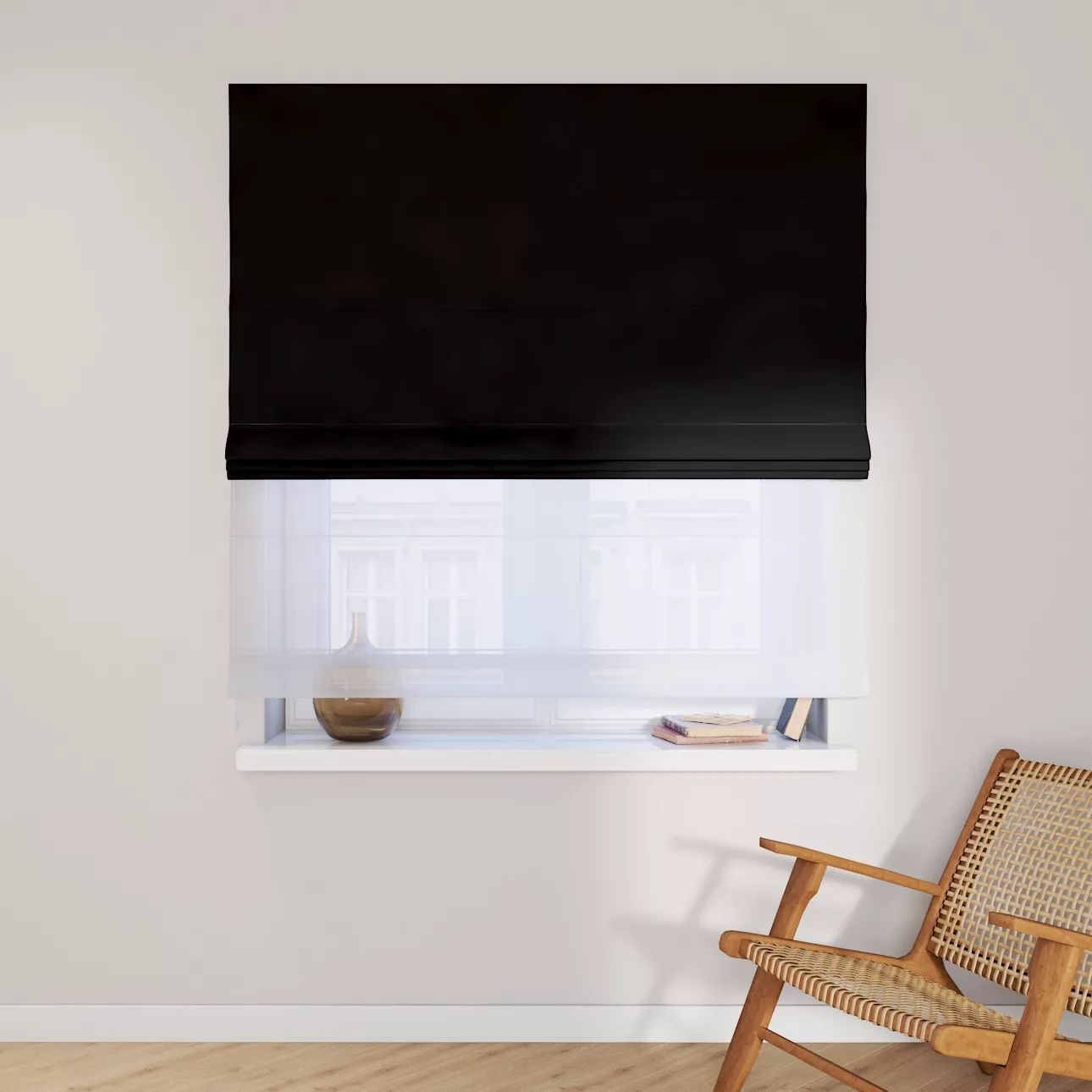 Dekoria Doppelraffrollo Duo, schwarz, 120 x 160 cm günstig online kaufen