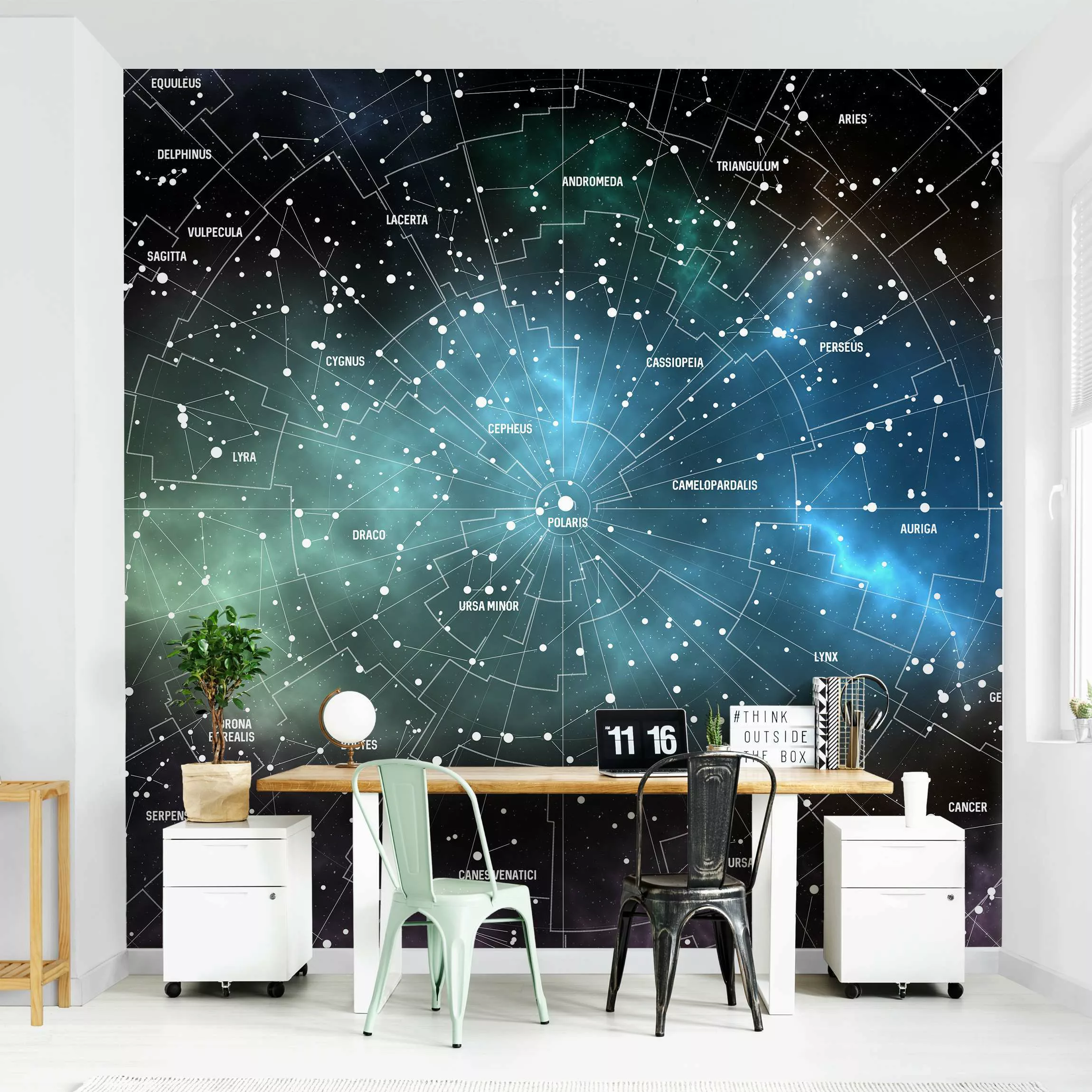 Bilderwelten Mustertapete Sternbilder Karte Galaxienebel schwarz Gr. 192 x günstig online kaufen