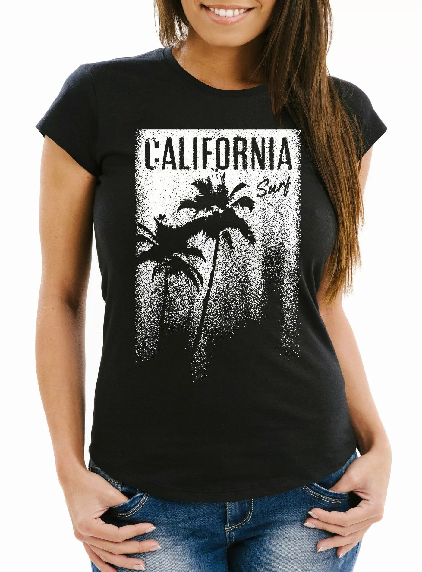 Neverless Print-Shirt Damen T-Shirt California Surf günstig online kaufen