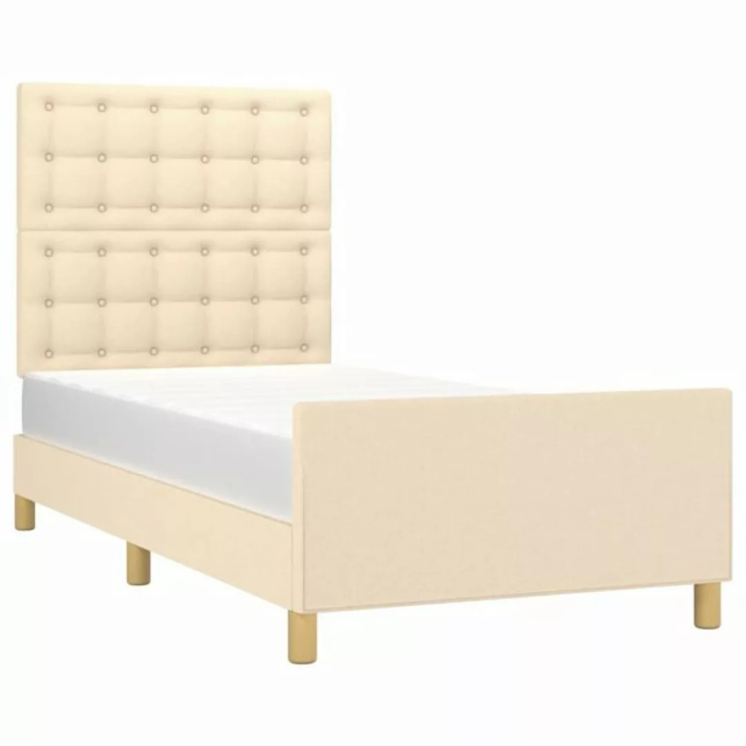 vidaXL Bett Bettgestell mit Kopfteil Creme 90x190 cm Stoff günstig online kaufen