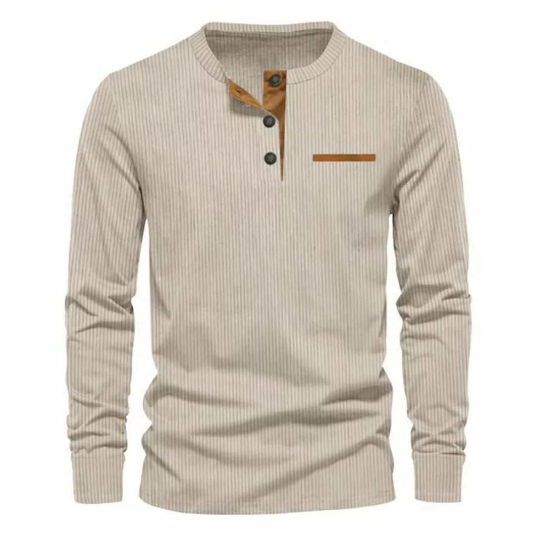 Zoclack Henleyshirt Männer Cord Pullover Vintage Langarm Herbst Sweatshirt günstig online kaufen