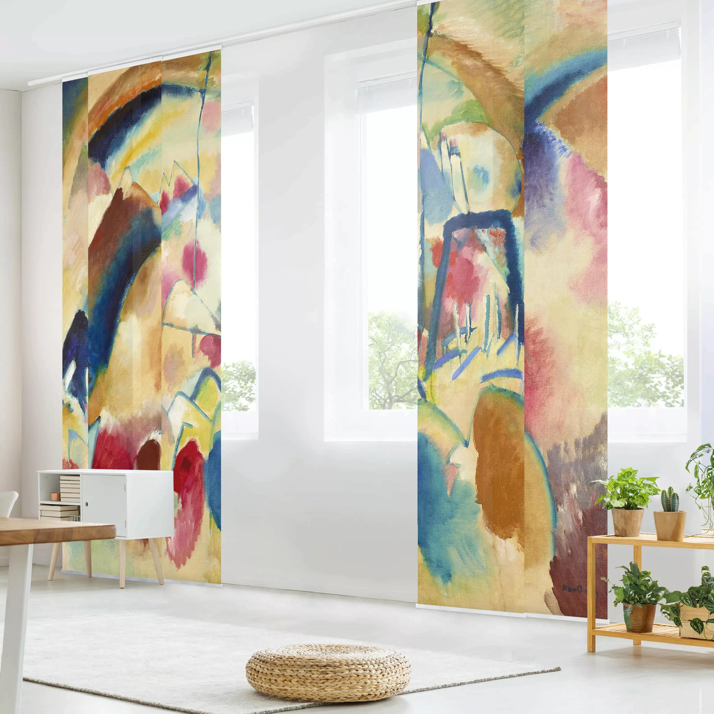 Schiebegardinen Set Kunstdruck Wassily Kandinsky - Landschaft mit Kirche günstig online kaufen