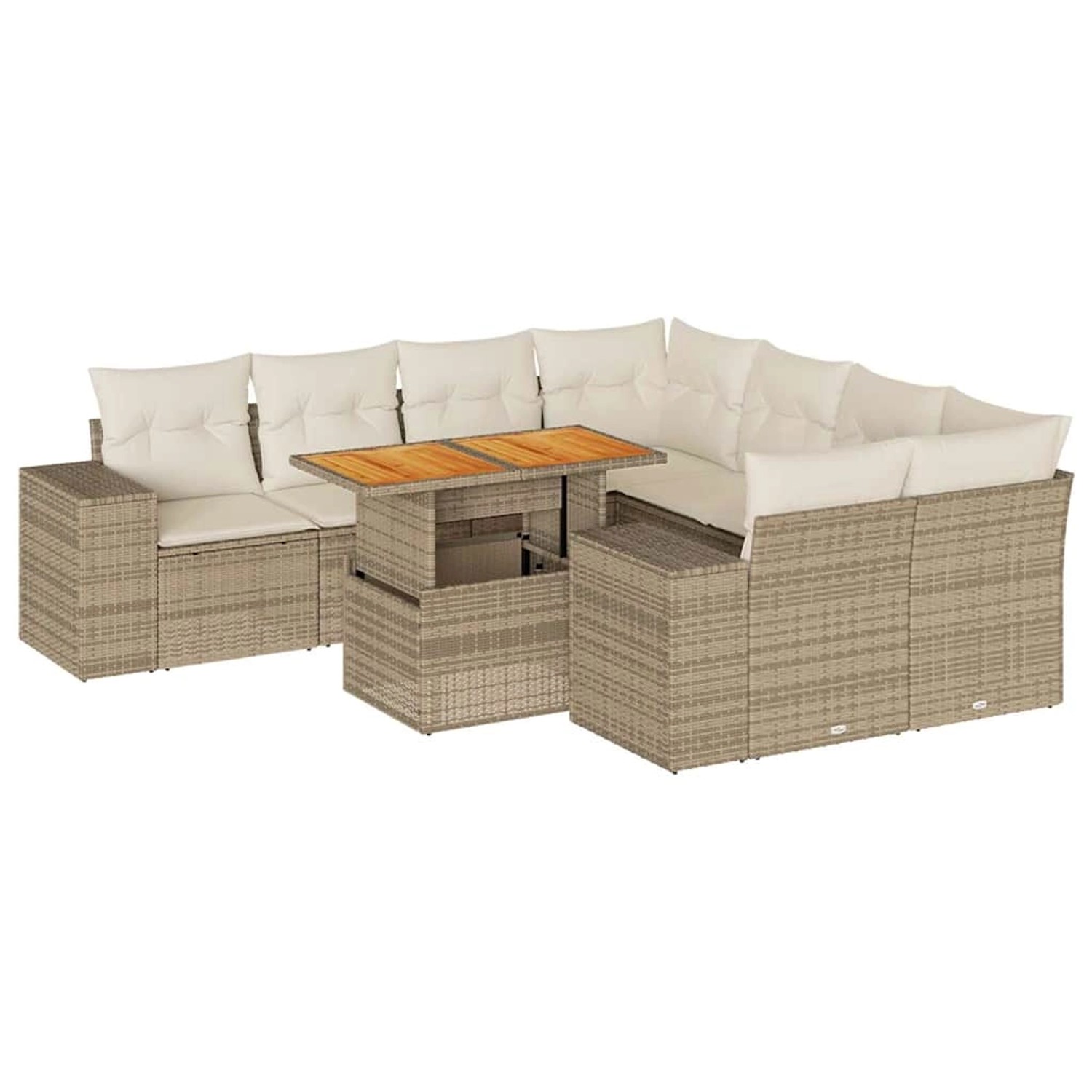 vidaXL 9-Tlg Garten-Sofagarnitur mit Kissen Beige Poly Rattan 3327355 günstig online kaufen