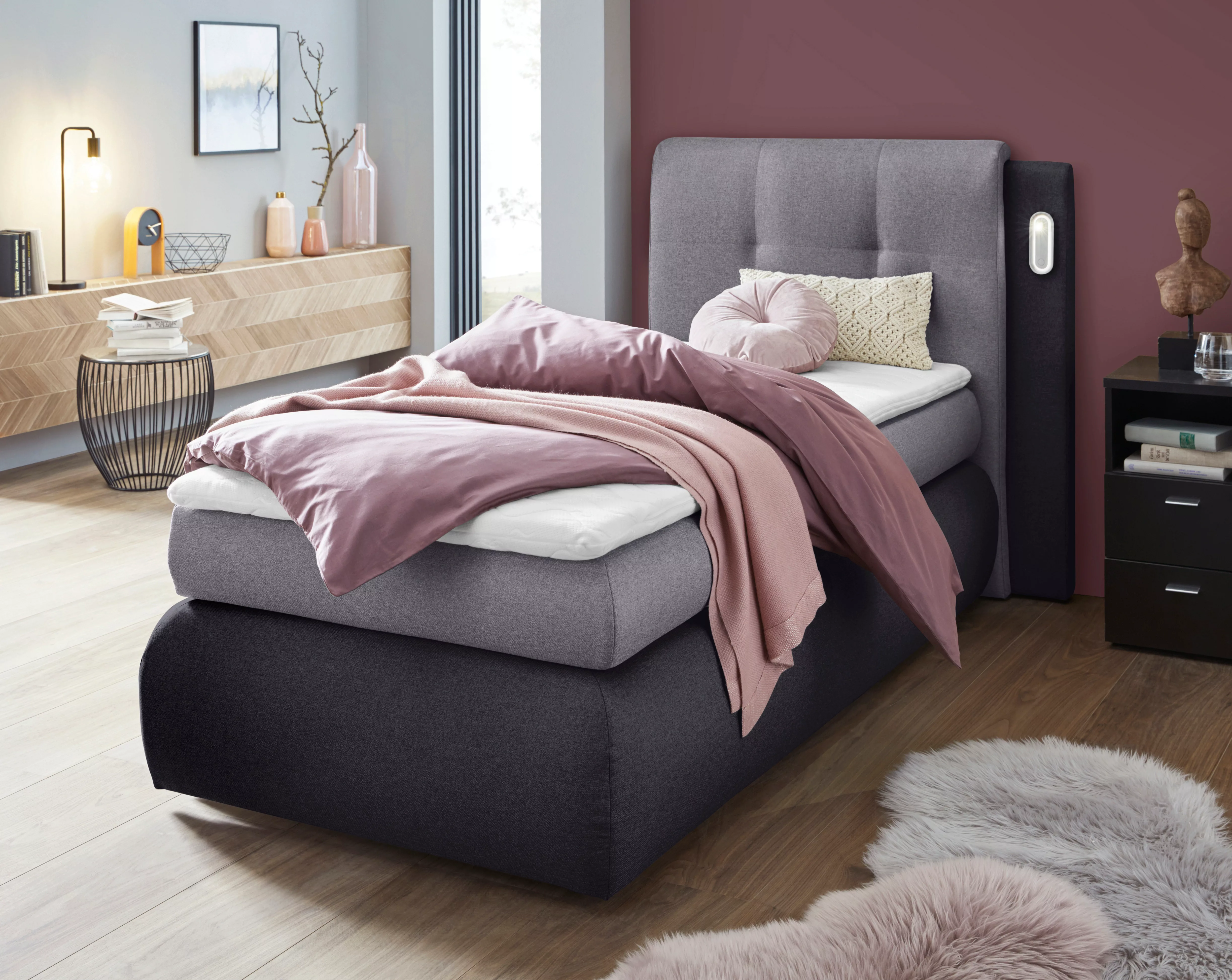 COLLECTION AB Boxspringbett "Borna", inklusive Bettkasten, LED-Beleuchtung günstig online kaufen