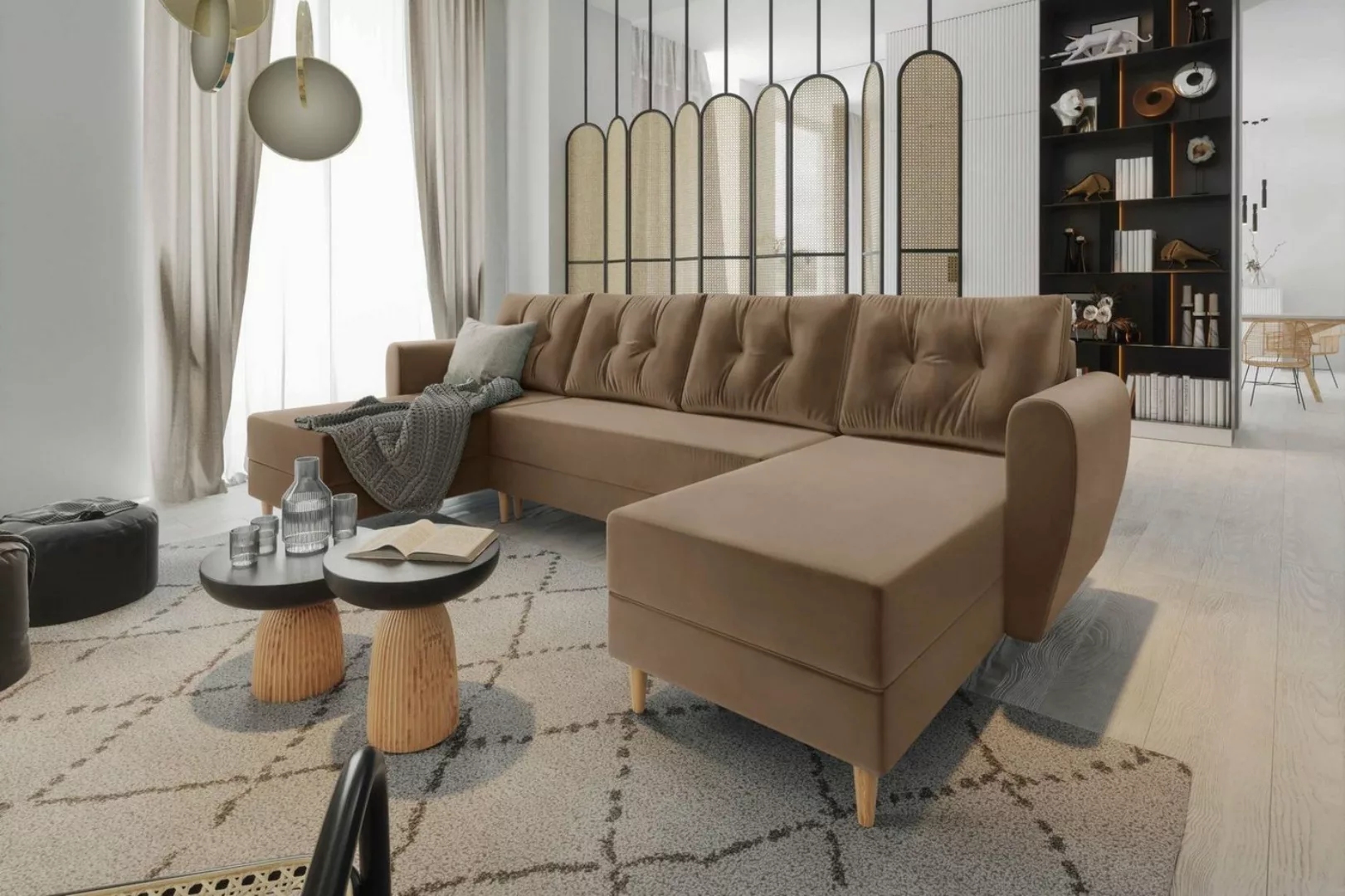 Stylefy Wohnlandschaft Lillen, U-Form, Eckcouch, Sofa, Sitzkomfort, mit Bet günstig online kaufen