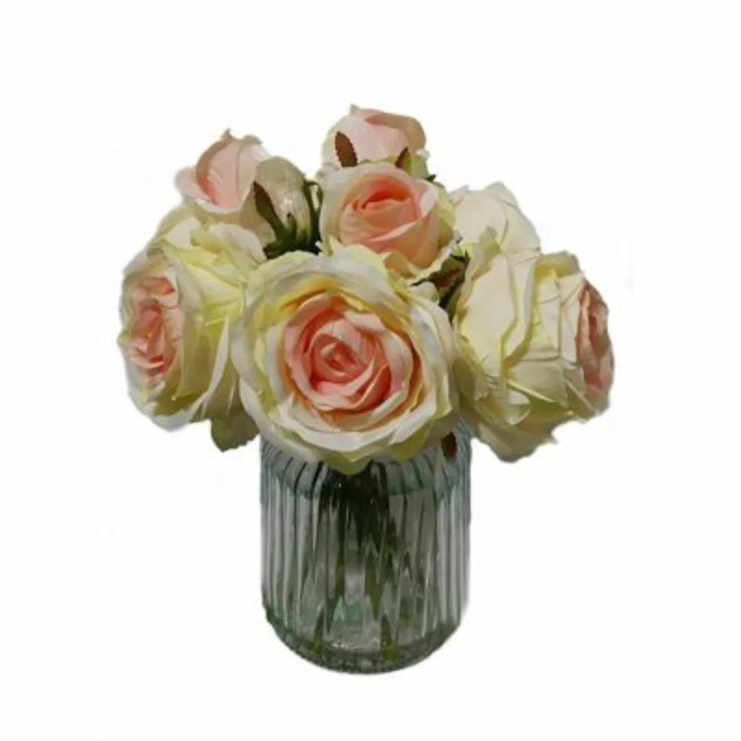 HTI-Living Rosen in Vase Kunstblume Flora rosa/weiß günstig online kaufen