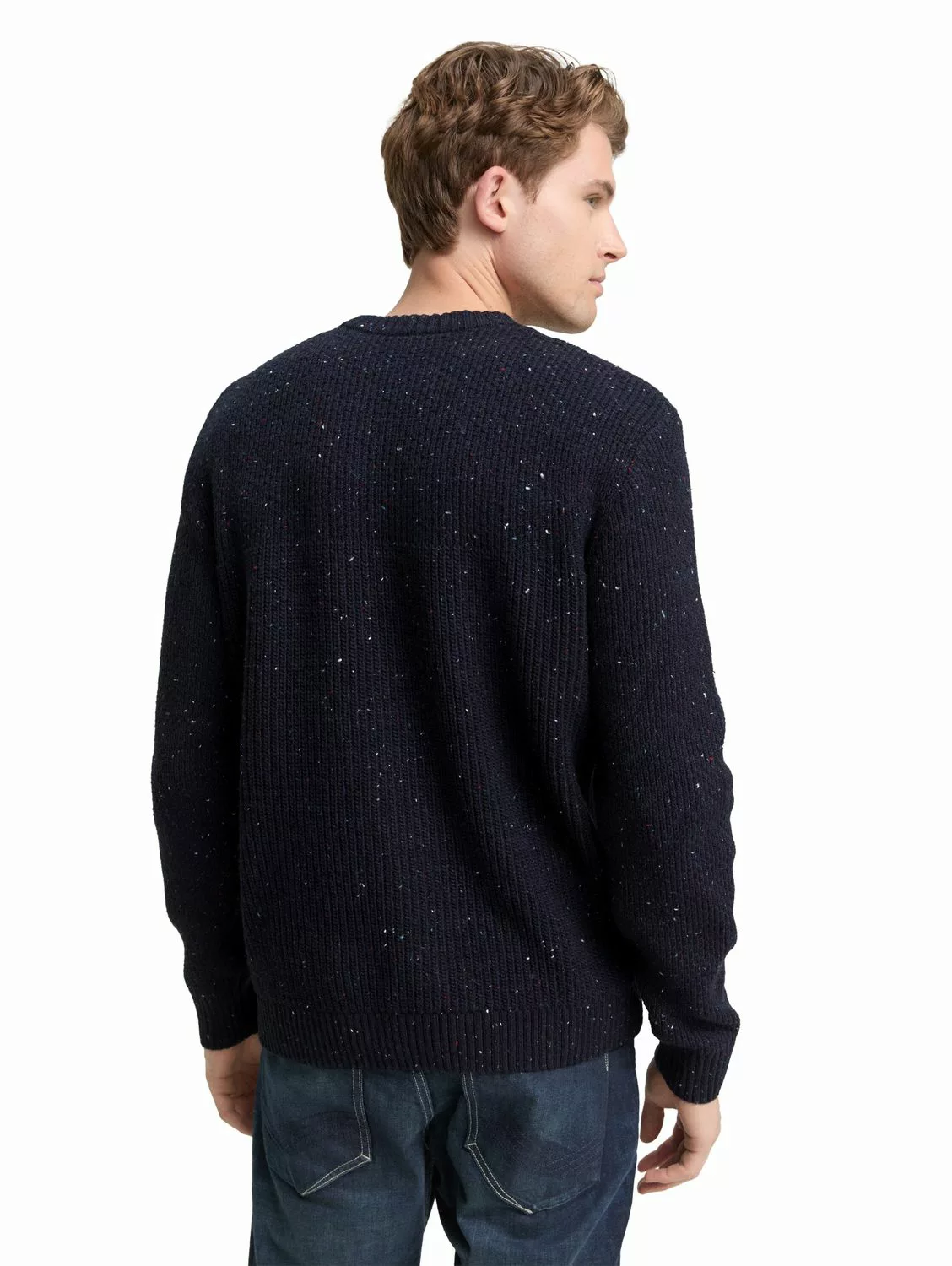 Tom Tailor Herren Rundhals Pullover STRUCTURED MIX CREWNECK - Regular Fit günstig online kaufen