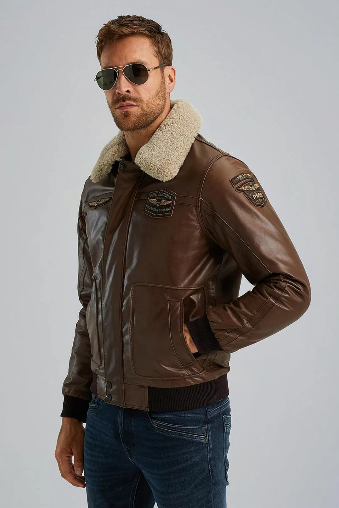 PME Legend Lederjacke Buff Hudson Braun - Größe S günstig online kaufen