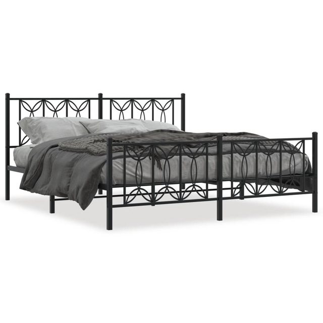 vidaXL Bett, Bettgestell mit Kopf- und Fußteil Metall Schwarz 183x213 cm günstig online kaufen