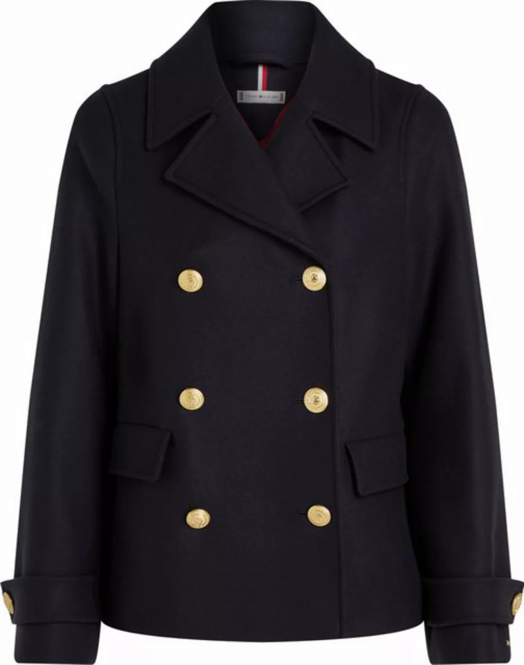 Tommy Hilfiger Kurzmantel WOOL BLEND DB PEACOAT mit Logo-Flagge günstig online kaufen