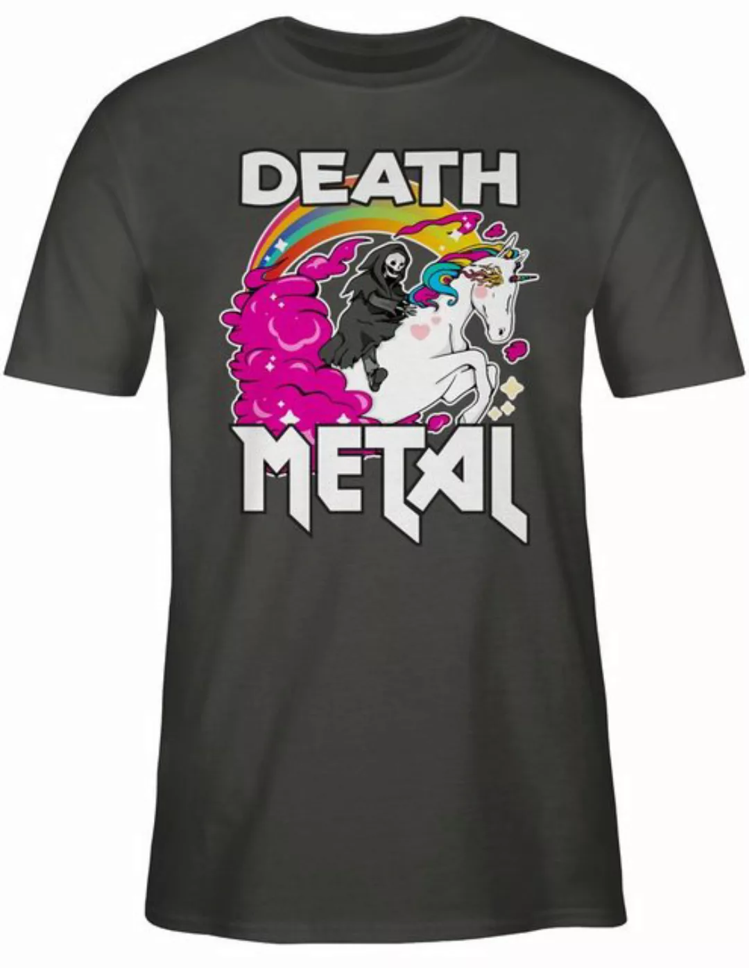 Shirtracer T-Shirt Death Metal Sensenmann auf einem Einhorn Heavy Metal Ges günstig online kaufen