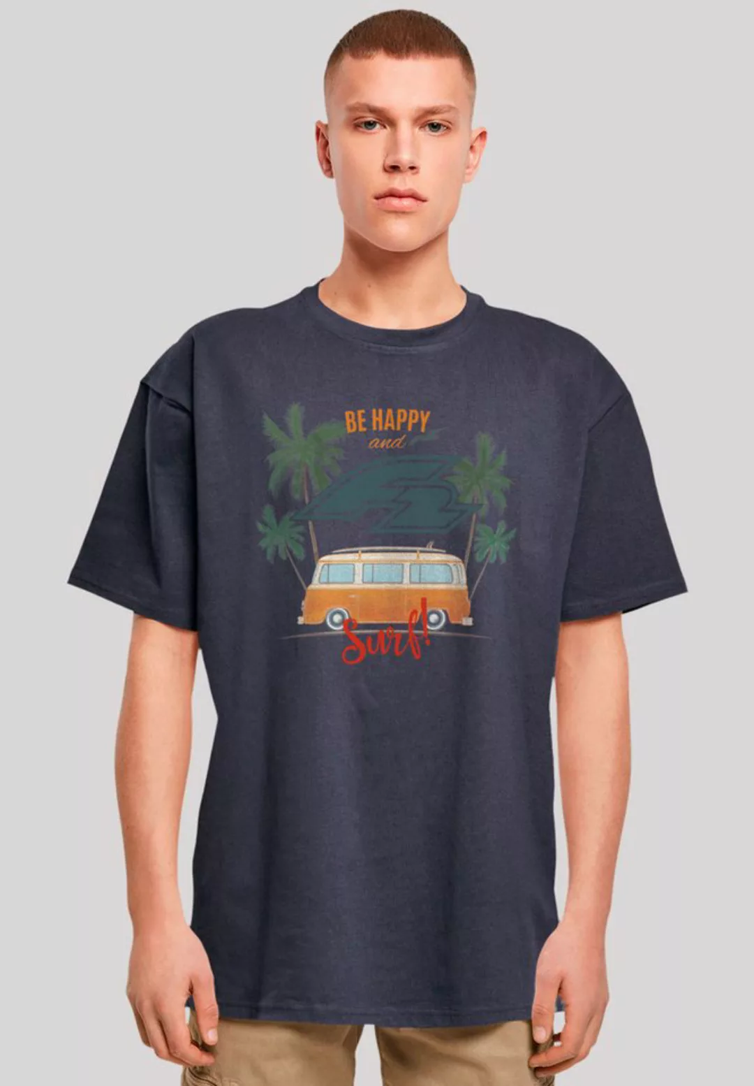 F2 T-Shirt F2 Be Happy And Surf Bulli Sommer Sommer, Surfer, Sport günstig online kaufen