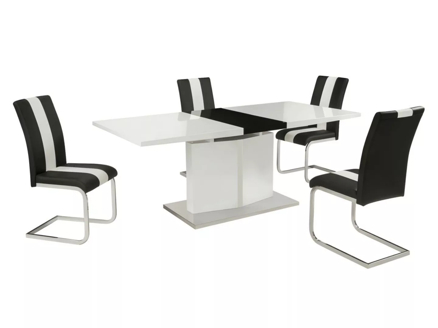 Essgruppe: Esstisch & 4 Stühle - Weiß & Schwarz - TRINITY günstig online kaufen