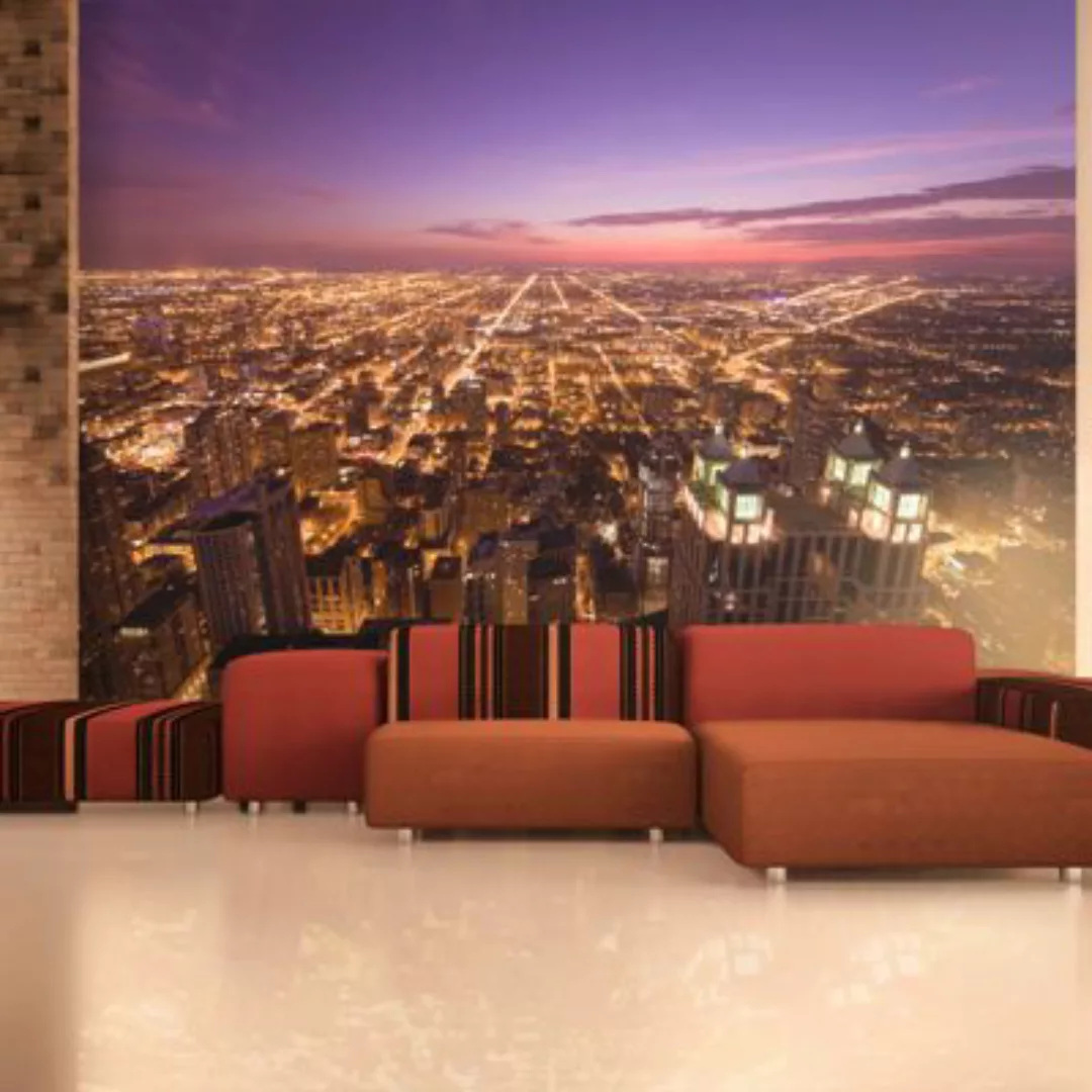 artgeist Fototapete Amerikanisches Chicago in der Nacht mehrfarbig Gr. 200 günstig online kaufen