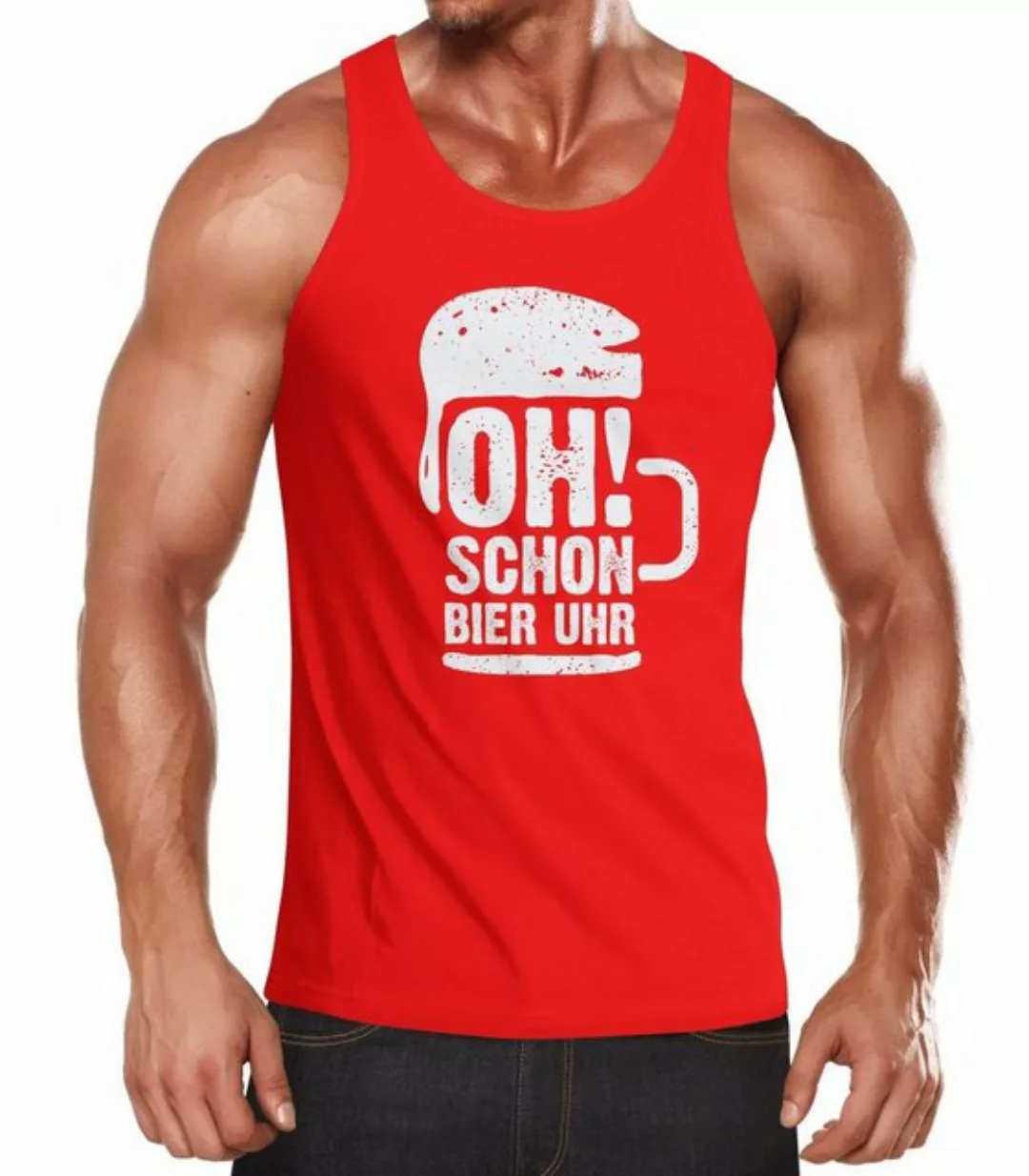 MoonWorks Tanktop Herren Tanktop oh schon Bier Uhr Muskelshirt Tank Top Mus günstig online kaufen