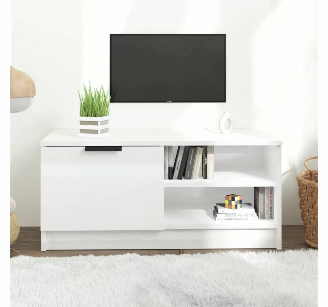 vidaXL TV-Schrank TV-Schrank Hochglanz-Weiß 80x35x36,5 cm Spanplatte Lowboa günstig online kaufen