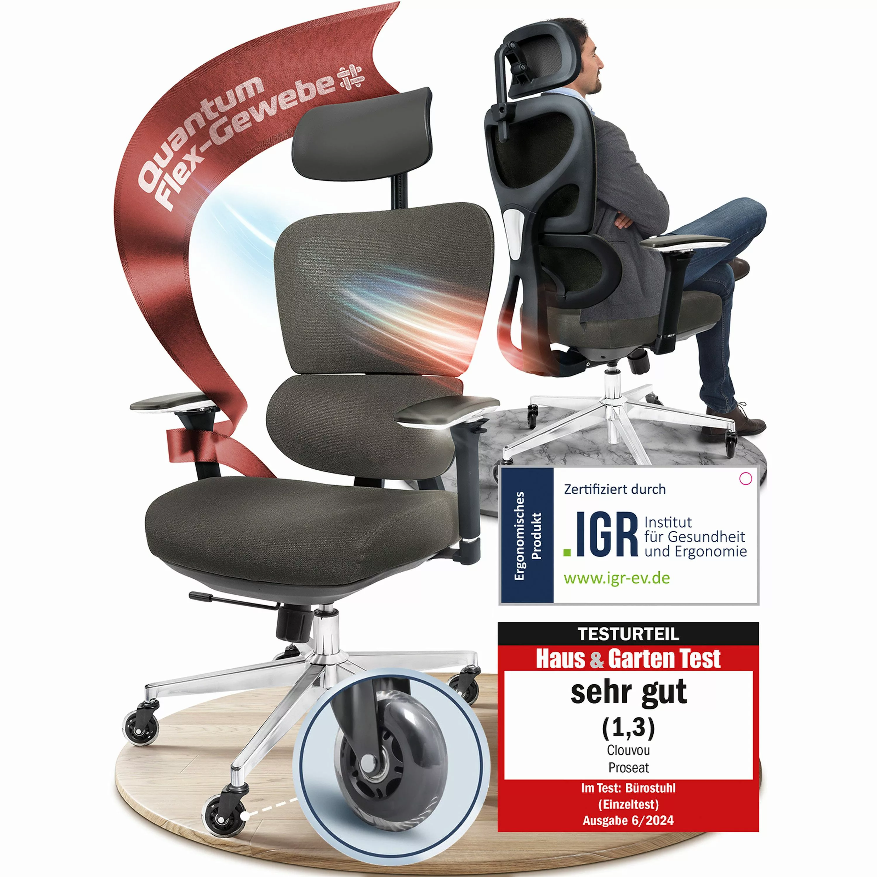 CLOUVOU Bürostuhl ProSeat, ergonomischer Schreibtischstuhl, Gaming günstig online kaufen