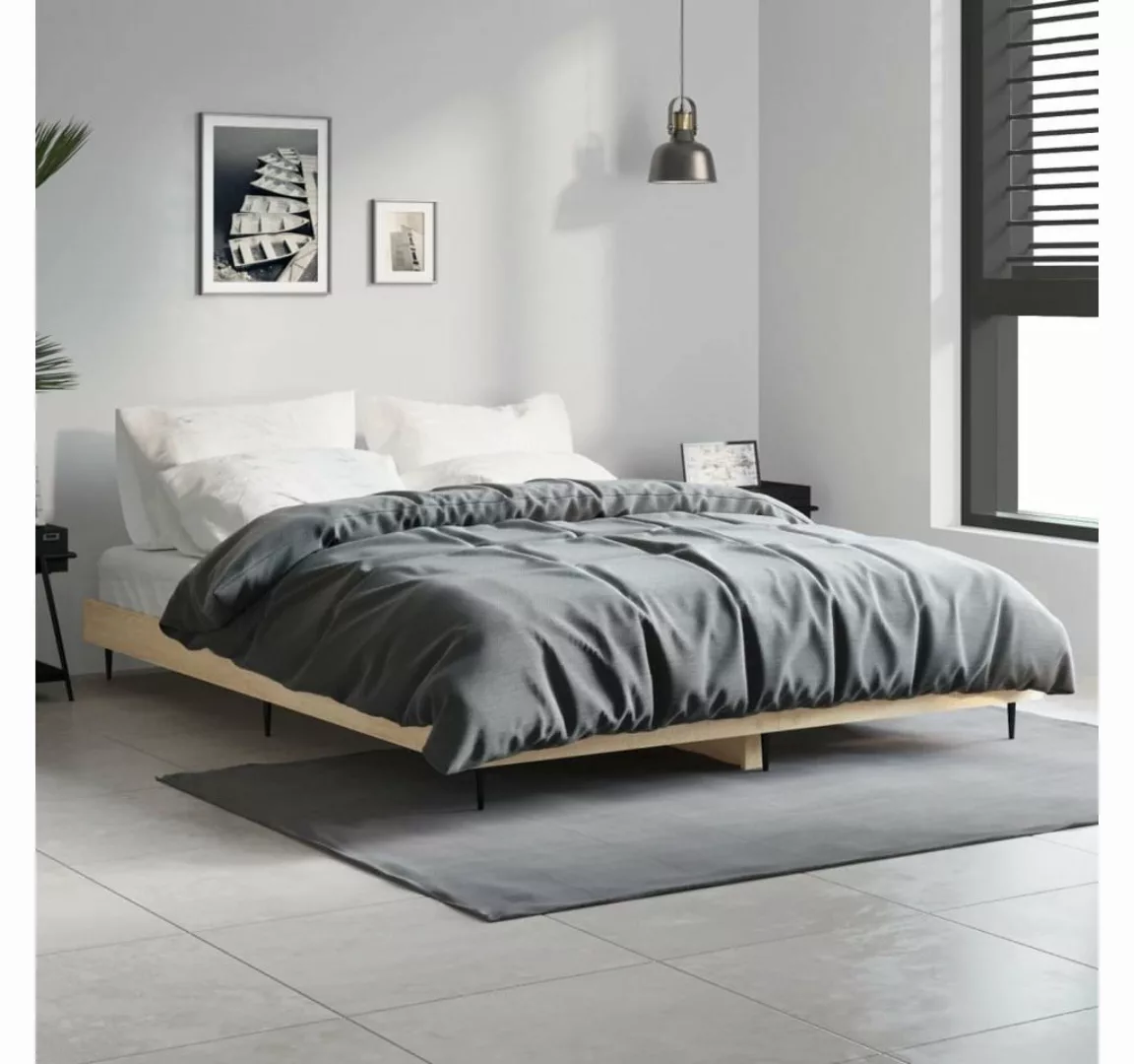 furnicato Bett Bettgestell Sonoma-Eiche 135x190 cm Holzwerkstoff günstig online kaufen