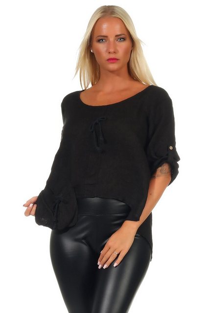 Mississhop Kurzarmshirt Damen Leinenshirt Shirt Vokuhila High Low 100% Lein günstig online kaufen