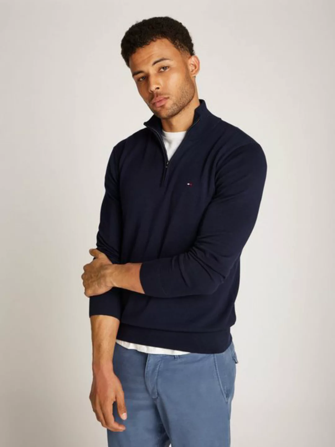 Tommy Hilfiger Troyer ESSENTIAL COTTON ZIP MOCK günstig online kaufen