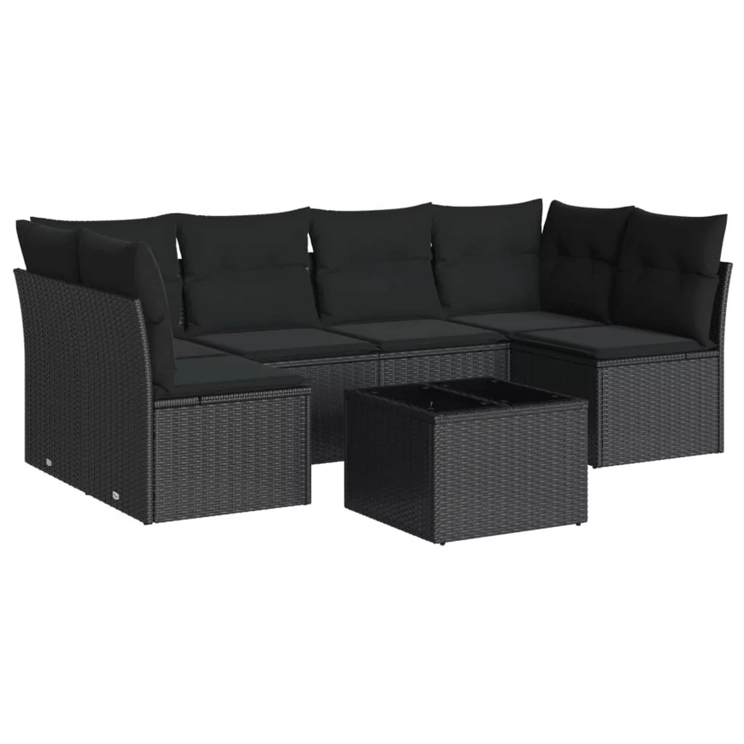 vidaXL 7-tlg Garten-Sofagarnitur mit Kissen Schwarz Poly Rattan Modell 31 günstig online kaufen