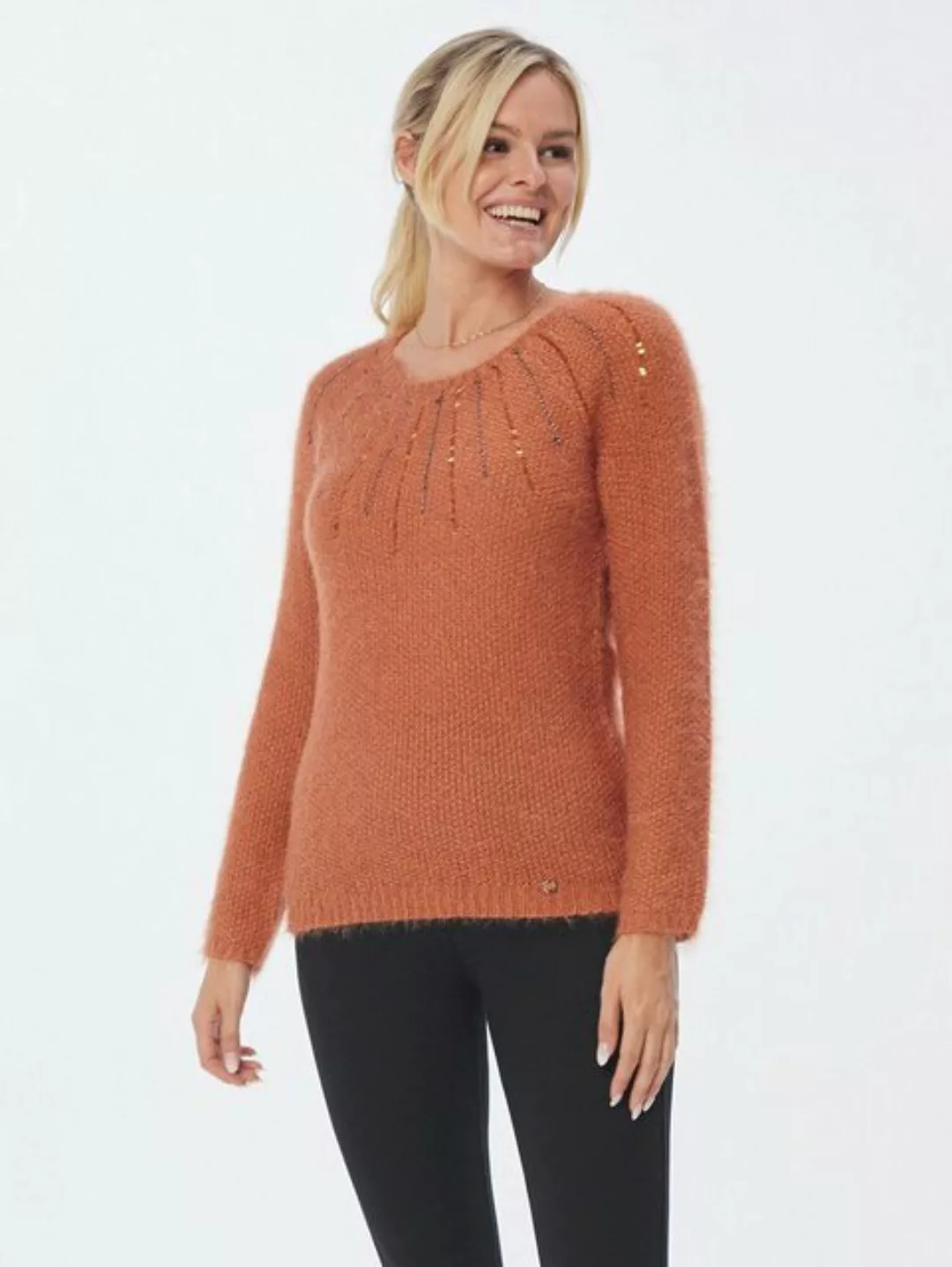 Christian Materne Strickpullover Langarmpullover figurbetont mit Flauschgar günstig online kaufen