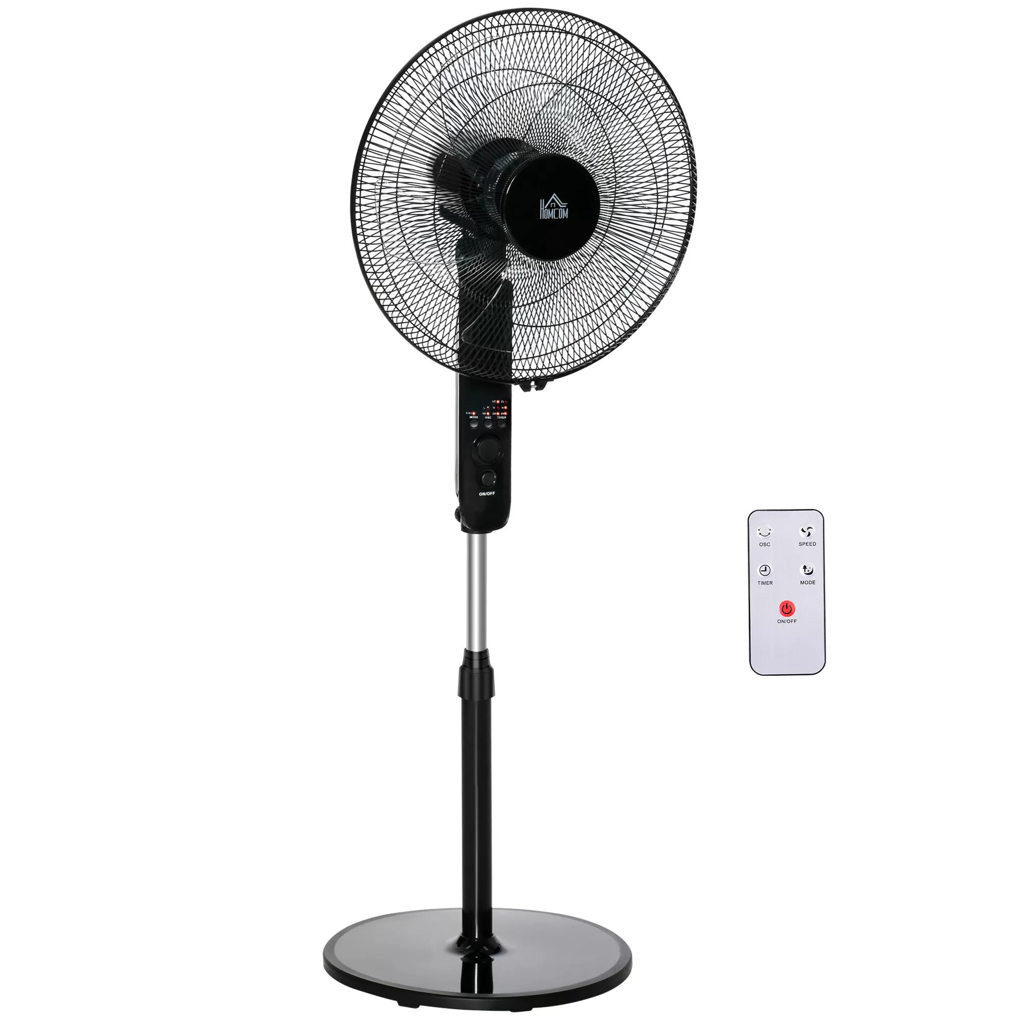 HOMCOM Standventilator mit Fernbedienung  Höhenverstellbar, 3 Geschwindigke günstig online kaufen