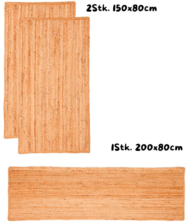 my home Bettumrandung »Bjarka«, (3 tlg.), meliert, 100% Jute, handgewebt, a günstig online kaufen