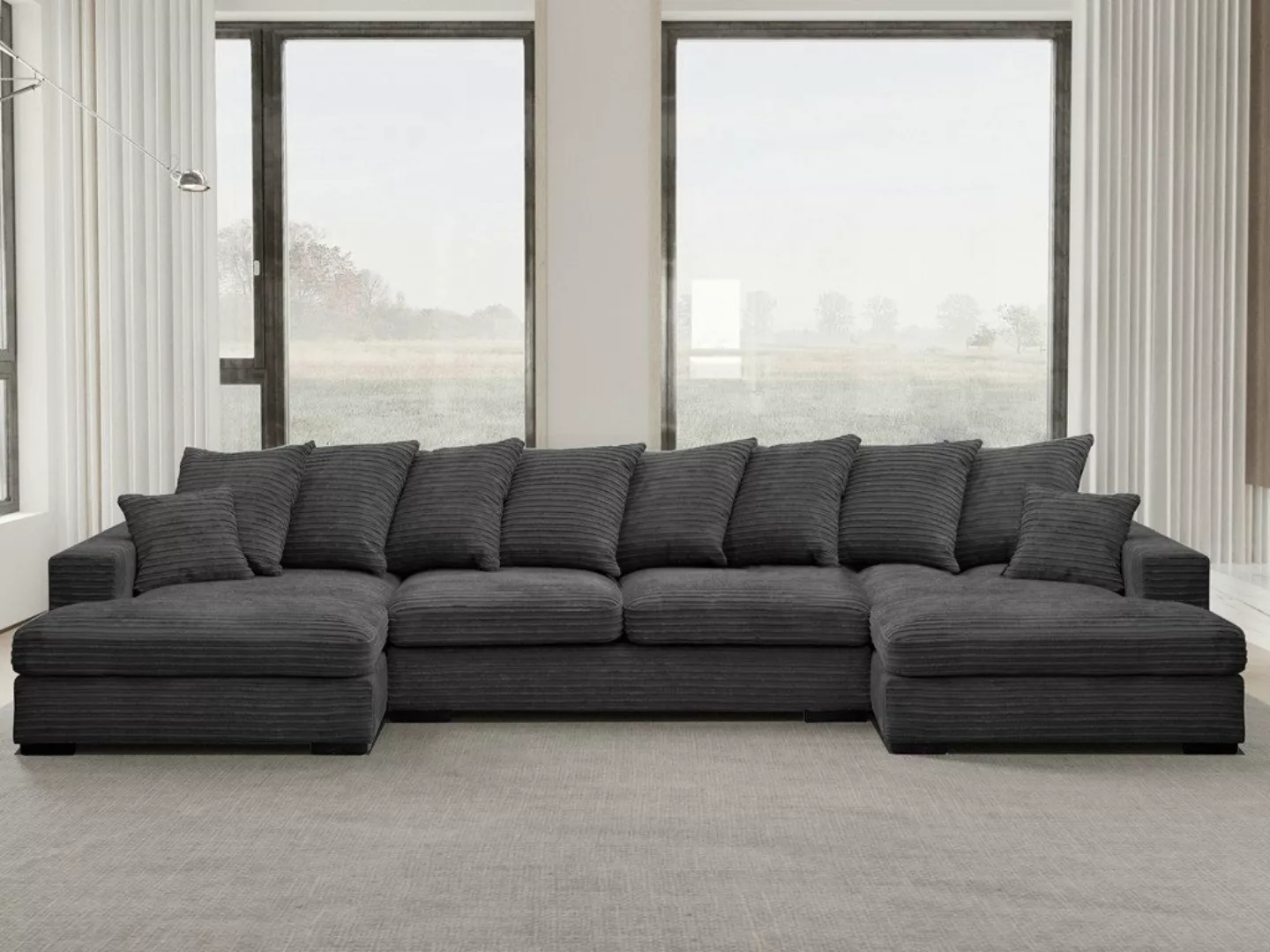 Kaiser Möbel Ecksofa Ecksofa, Sofa U-form, Couch U-form Gabon stoff Zoom, m günstig online kaufen