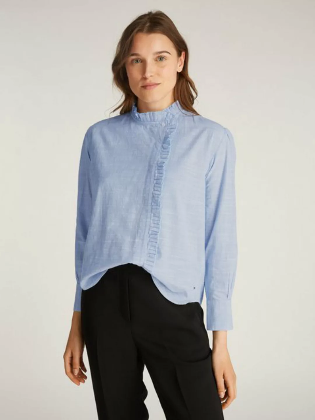 Tommy Hilfiger Hemdbluse COTTON STP RUFFLE RELAXED SHIRT mit Rüschen-Besätz günstig online kaufen