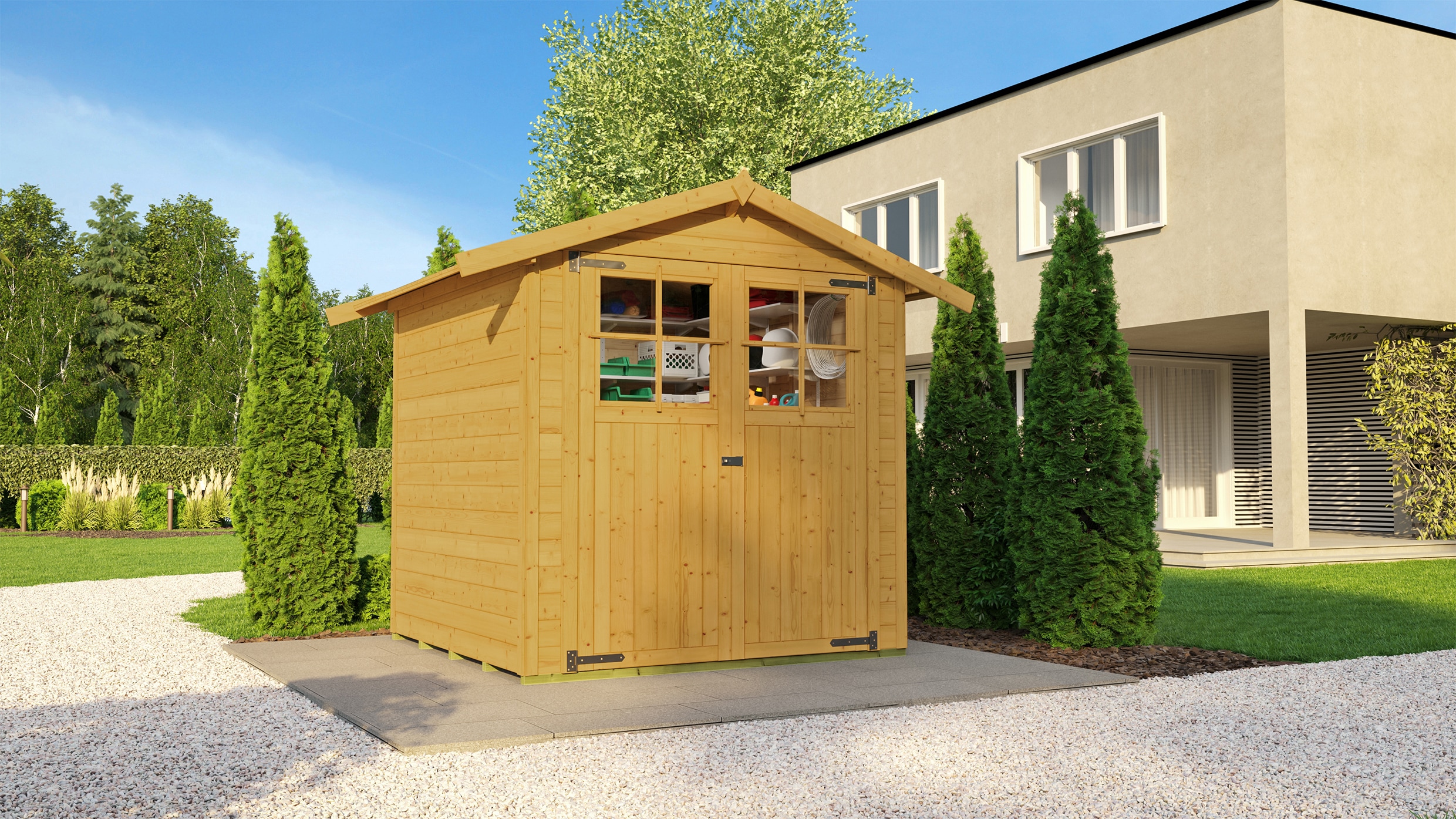 Weka Holz-Gartenhaus Eiche Hell Satteldach Lasiert 171 cm günstig online kaufen