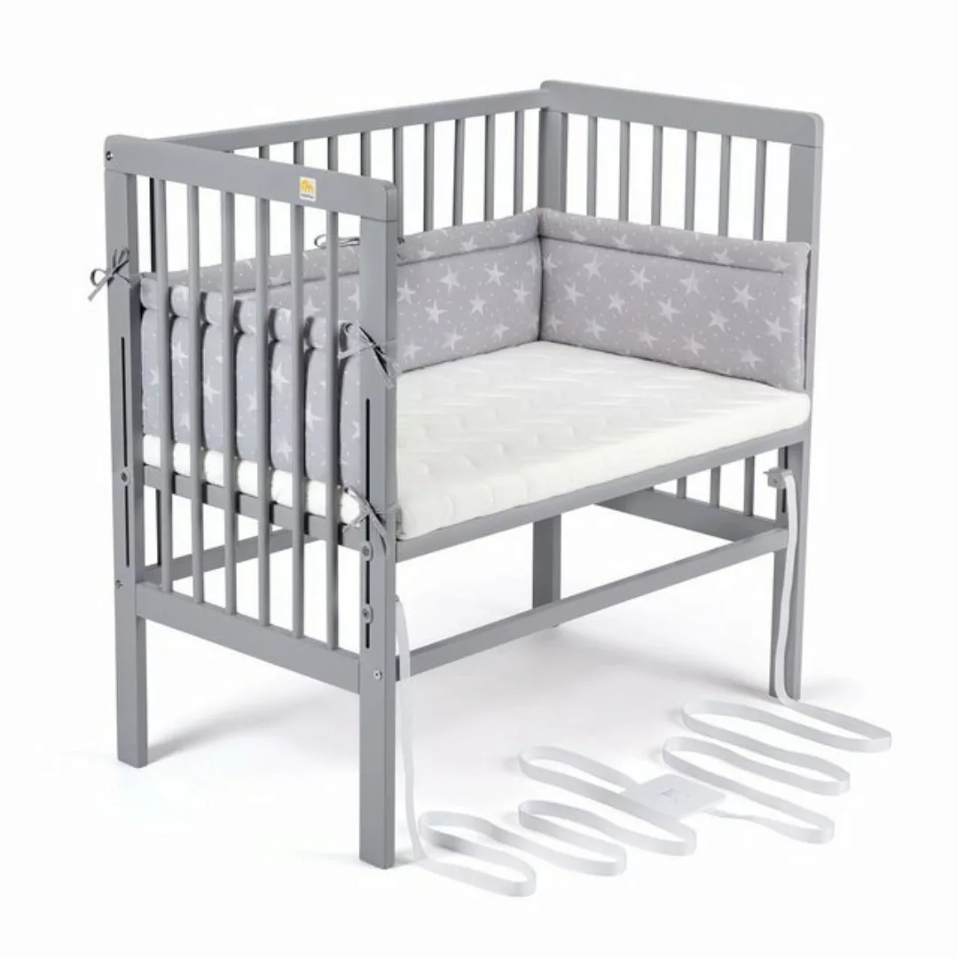 FabiMax Beistellbett Babybett Boxspring grau, 90 x 55 cm Liegefläche, aus B günstig online kaufen