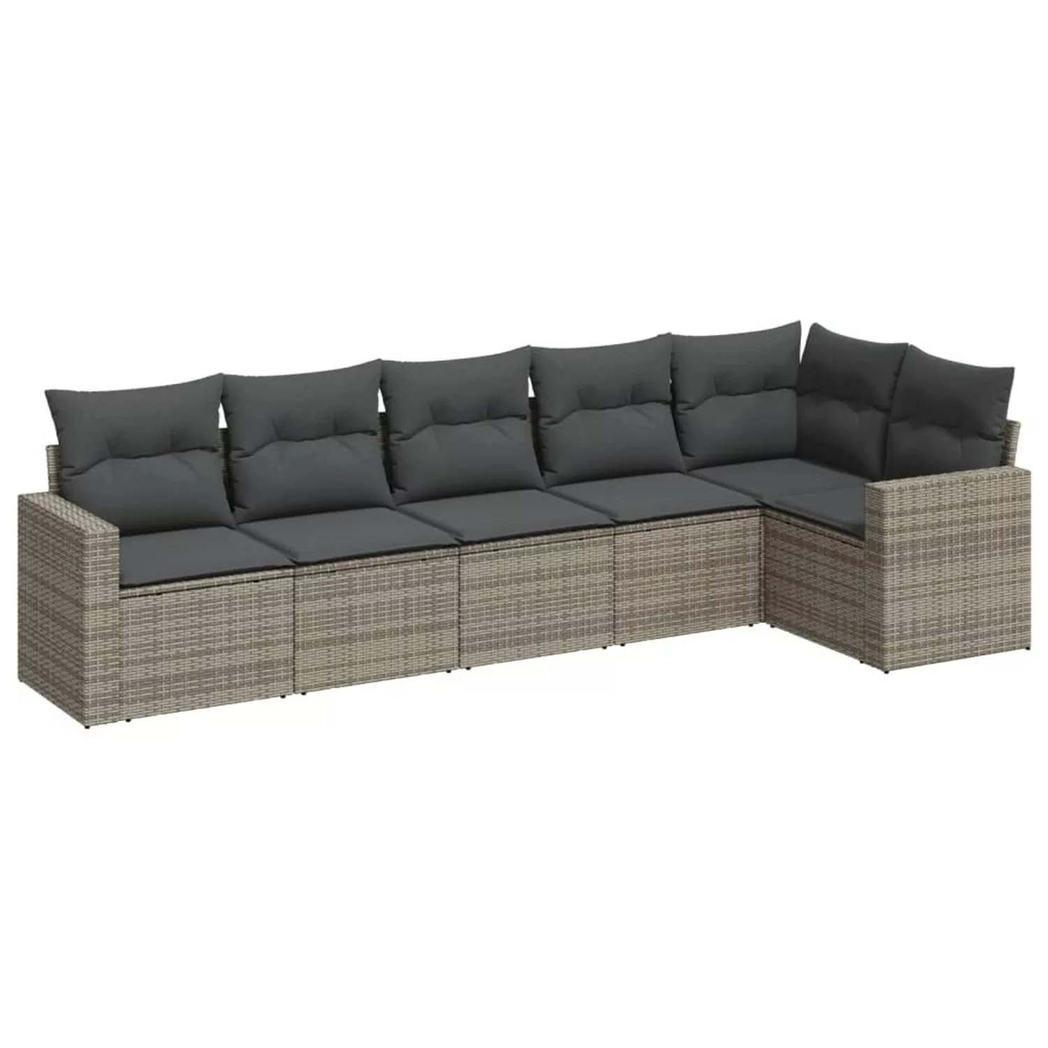 vidaXL 6-tlg Garten-Sofagarnitur mit Kissen Grau Poly Rattan Modell 11 günstig online kaufen