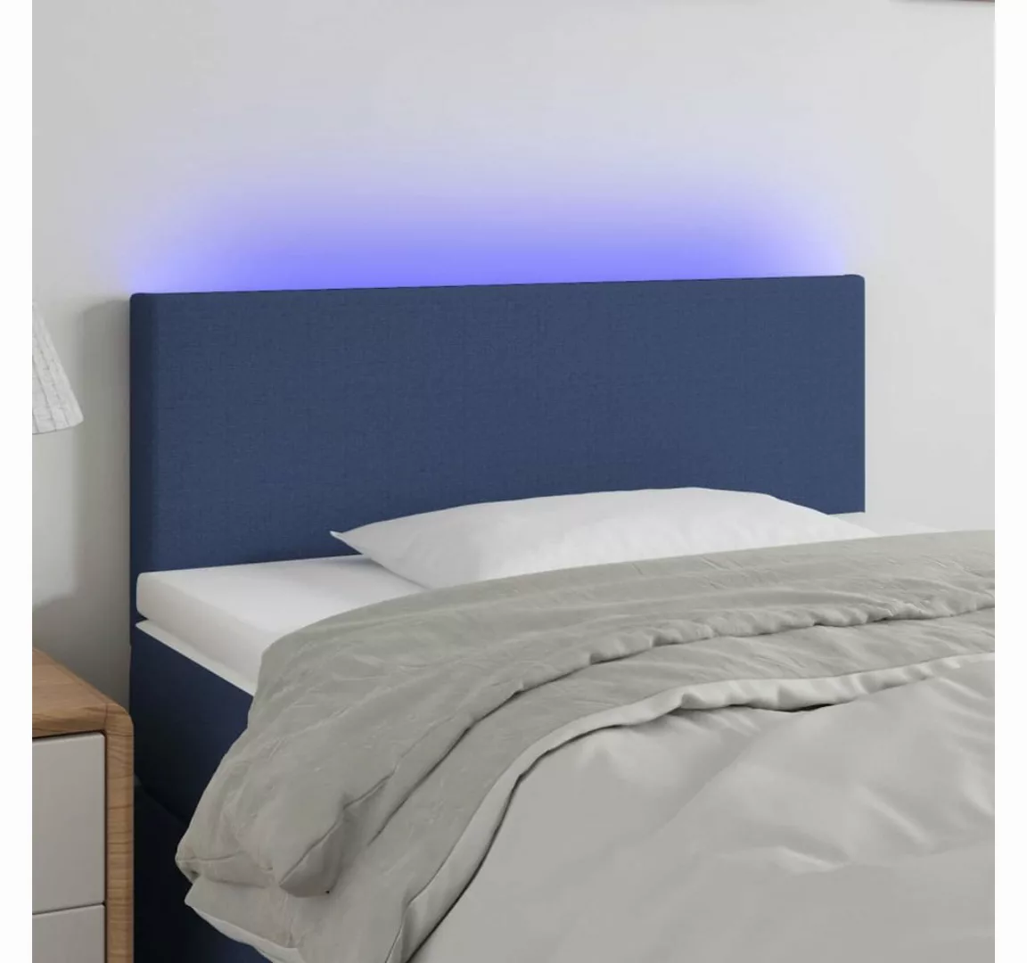 vidaXL Bett, LED Kopfteil Blau 100x5x78/88 cm Stoff günstig online kaufen