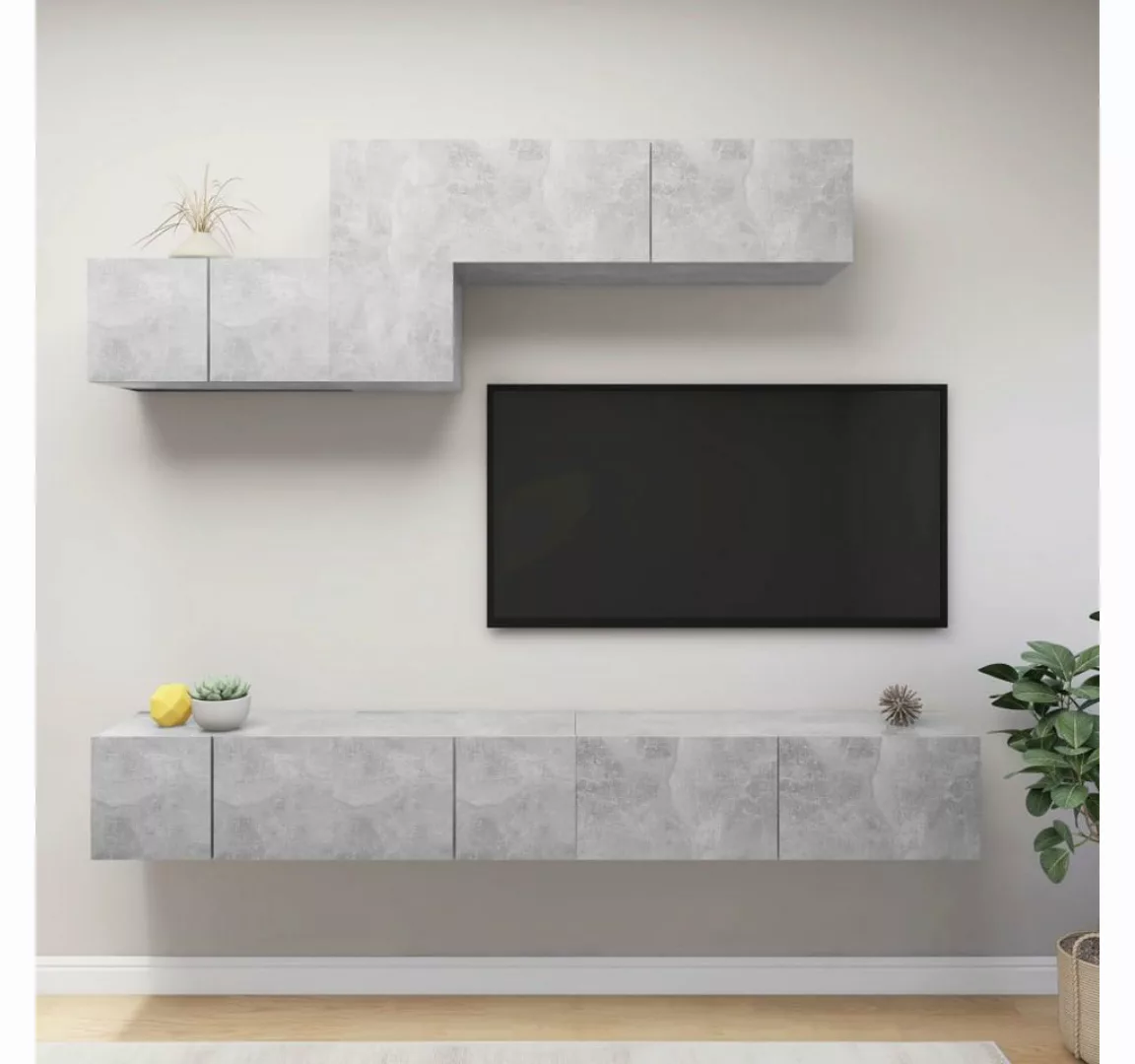 vidaXL TV-Schrank 6-tlg TV-Schrank-Set Betongrau Spanplatte günstig online kaufen