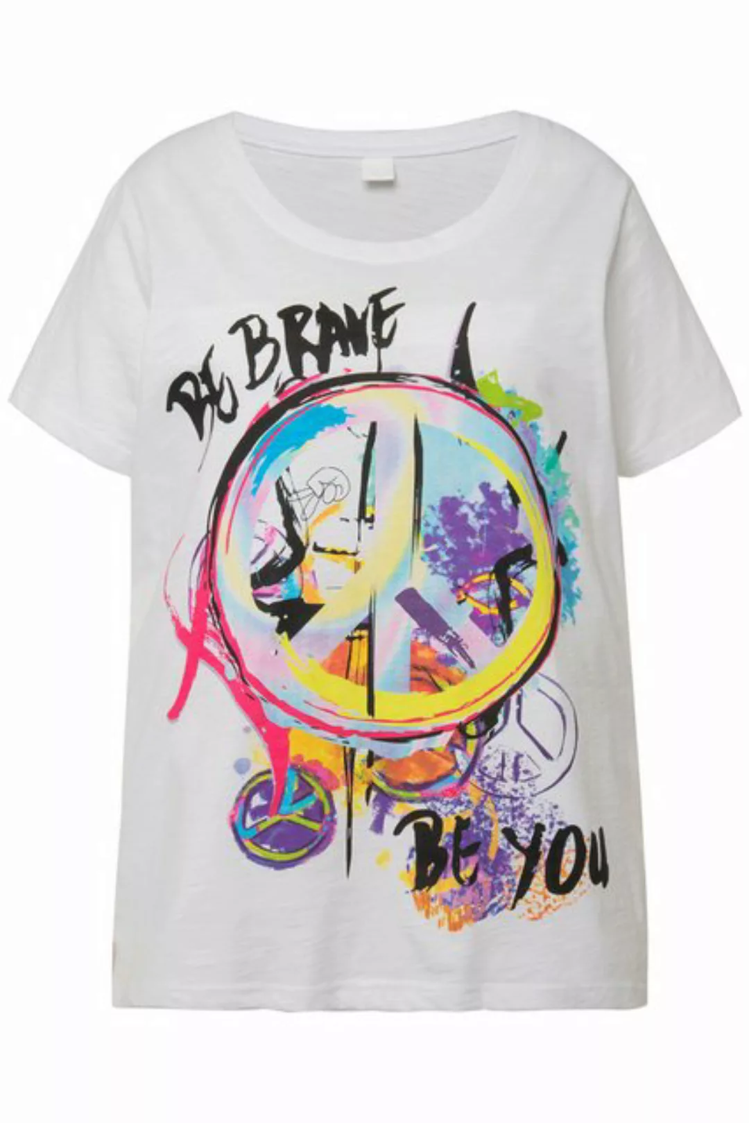 Angel of Style Rundhalsshirt T-Shirt Loose Fit Peace Print Halbarm günstig online kaufen