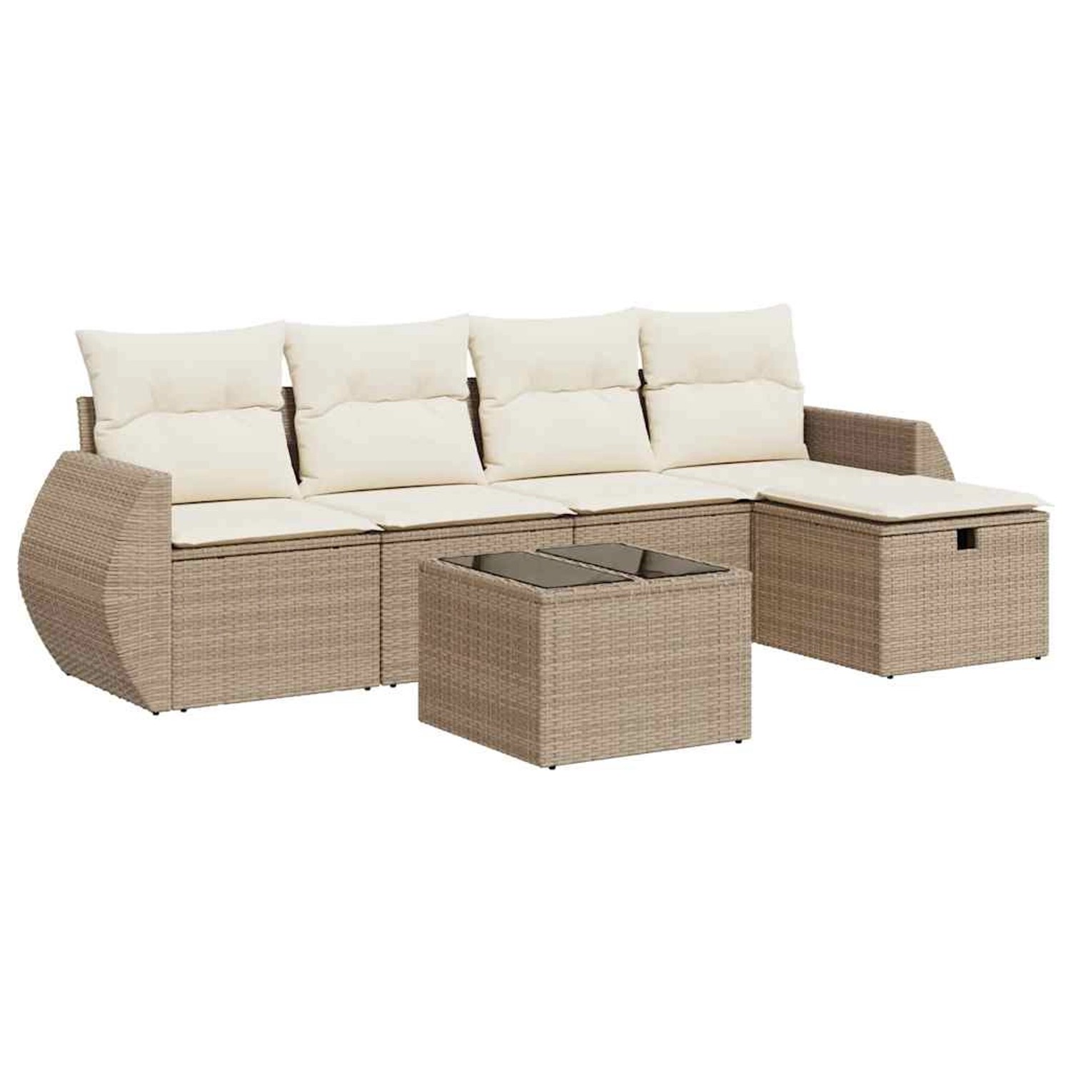 vidaXL 6-Tlg Garten-Sofagarnitur mit Kissen Beige Poly Rattan 3325574 günstig online kaufen