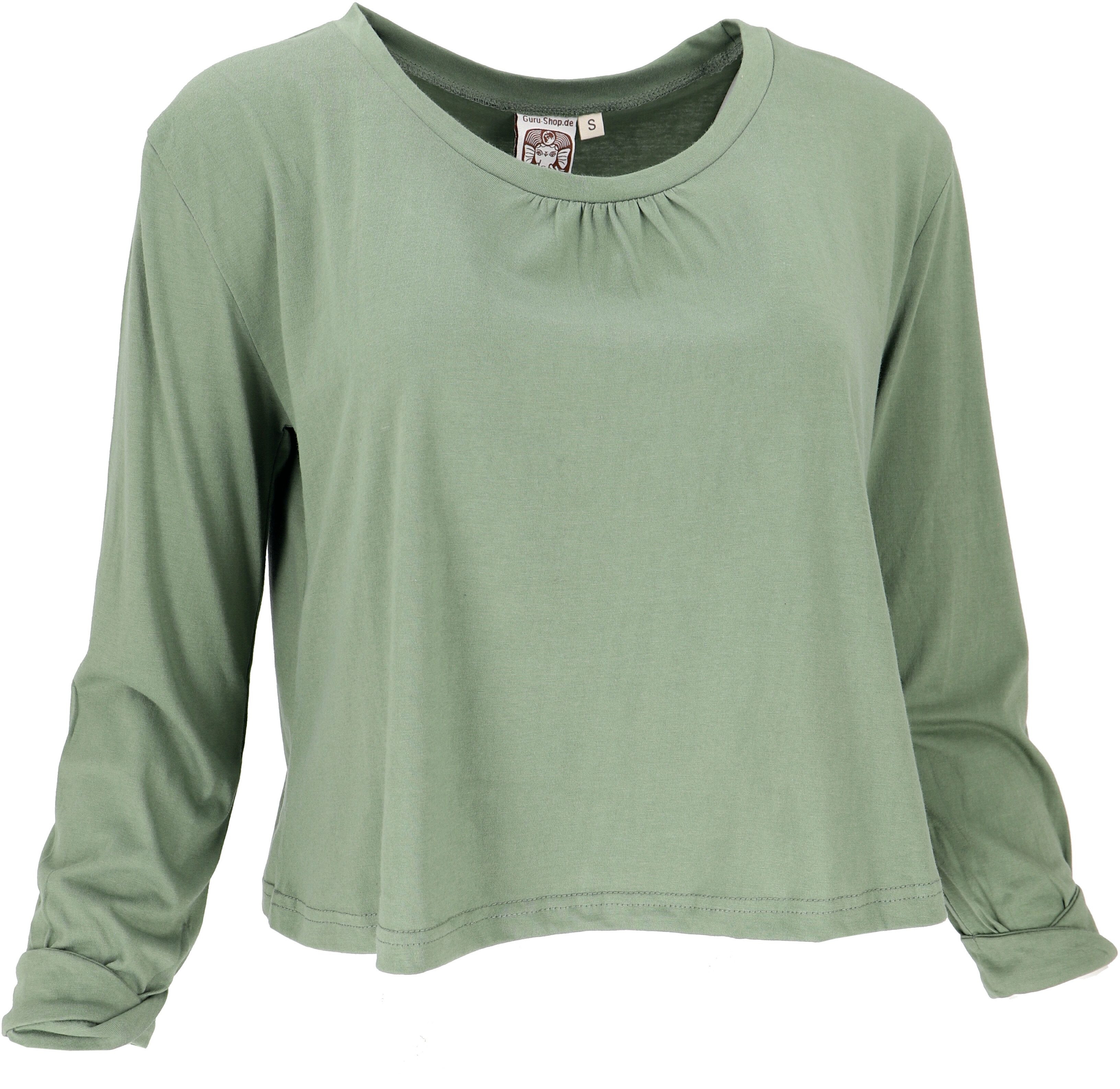 Guru-Shop Longsleeve Einfarbiges Basic Shirt, lockeres günstig online kaufen