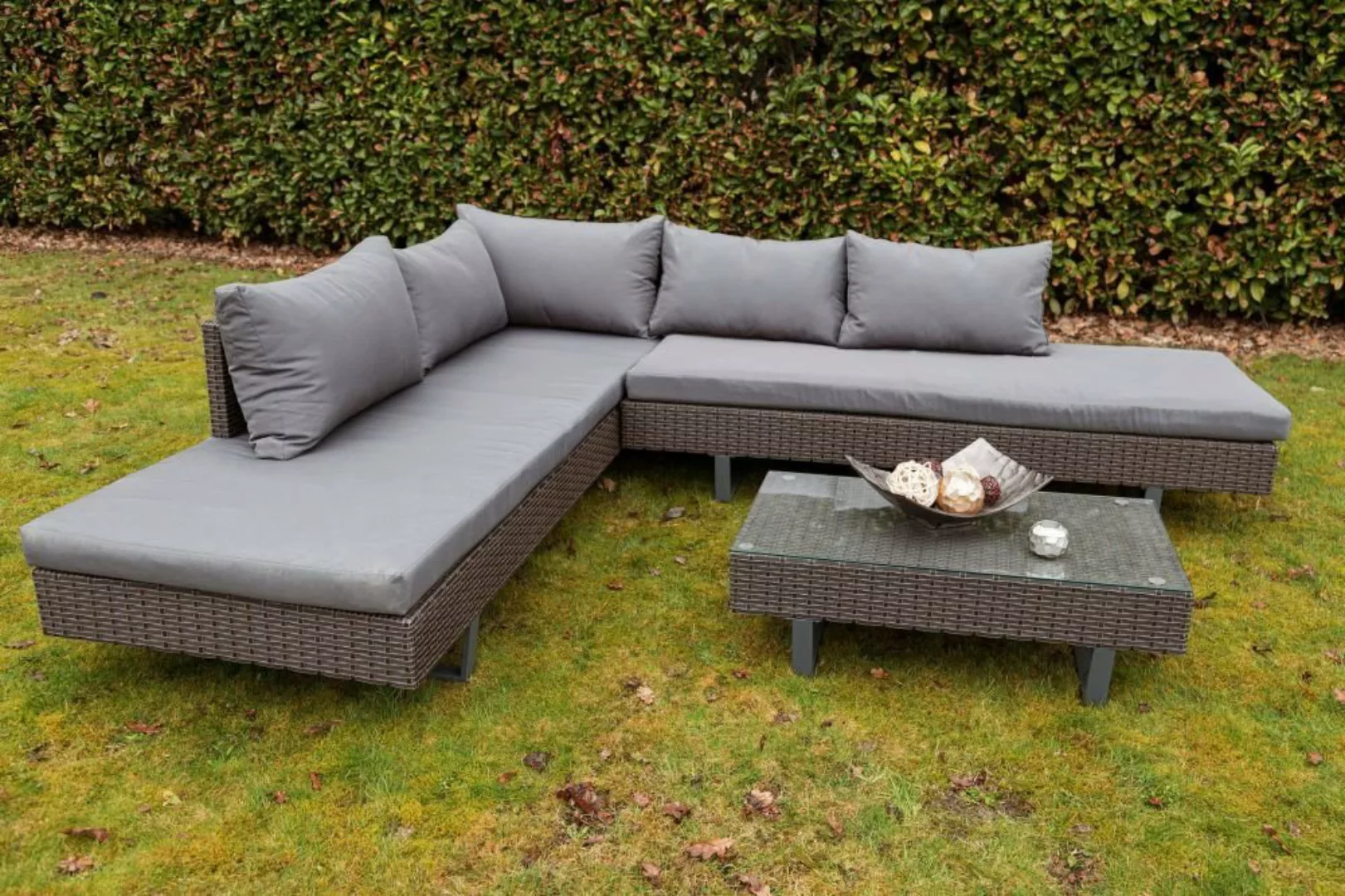 LebensWohnArt Sofa Polyrattan Lounge-Sitzgruppe FARO braun anthrazit inkl. günstig online kaufen