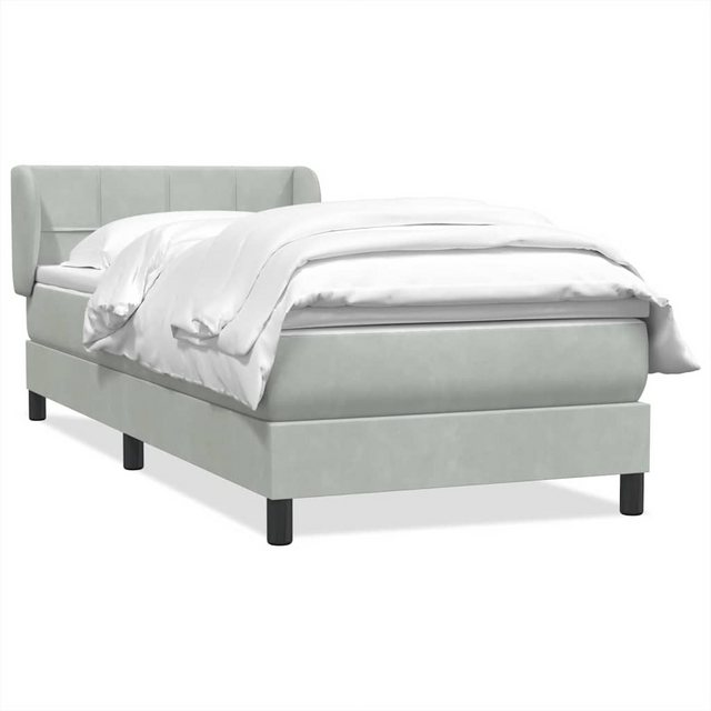 vidaXL Boxspringbett, Boxspringbett mit Matratze Hellgrau 90x210 cm Samt günstig online kaufen