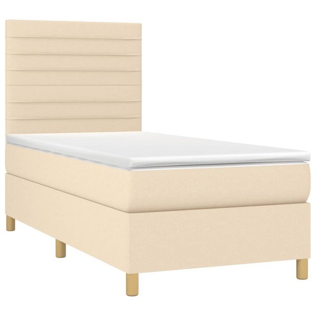 vidaXL Boxspringbett Boxspringbett mit Matratze LED Creme 80x200 cm Stoff B günstig online kaufen