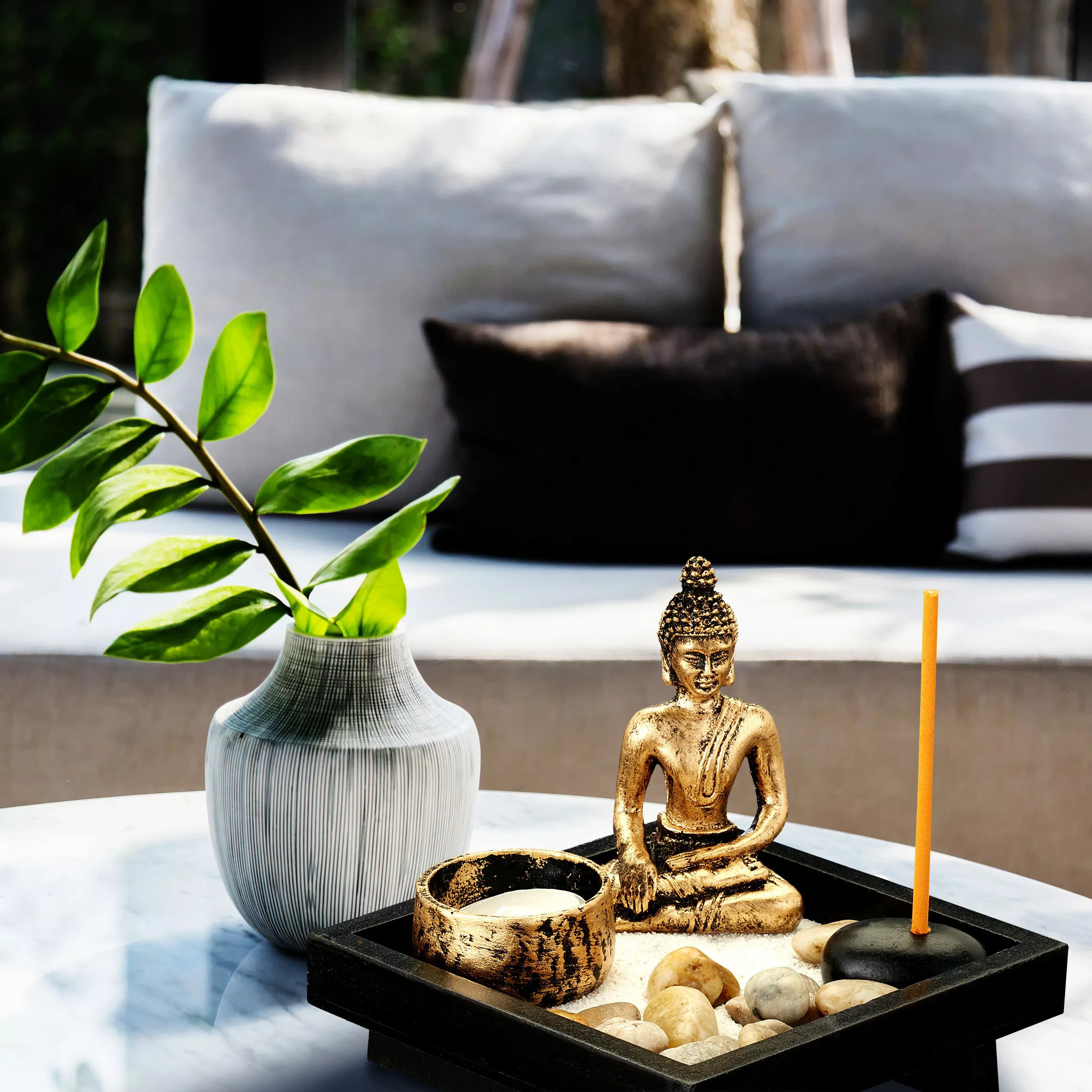 relaxdays Buddhafigur Zen Garten mit Buddha günstig online kaufen