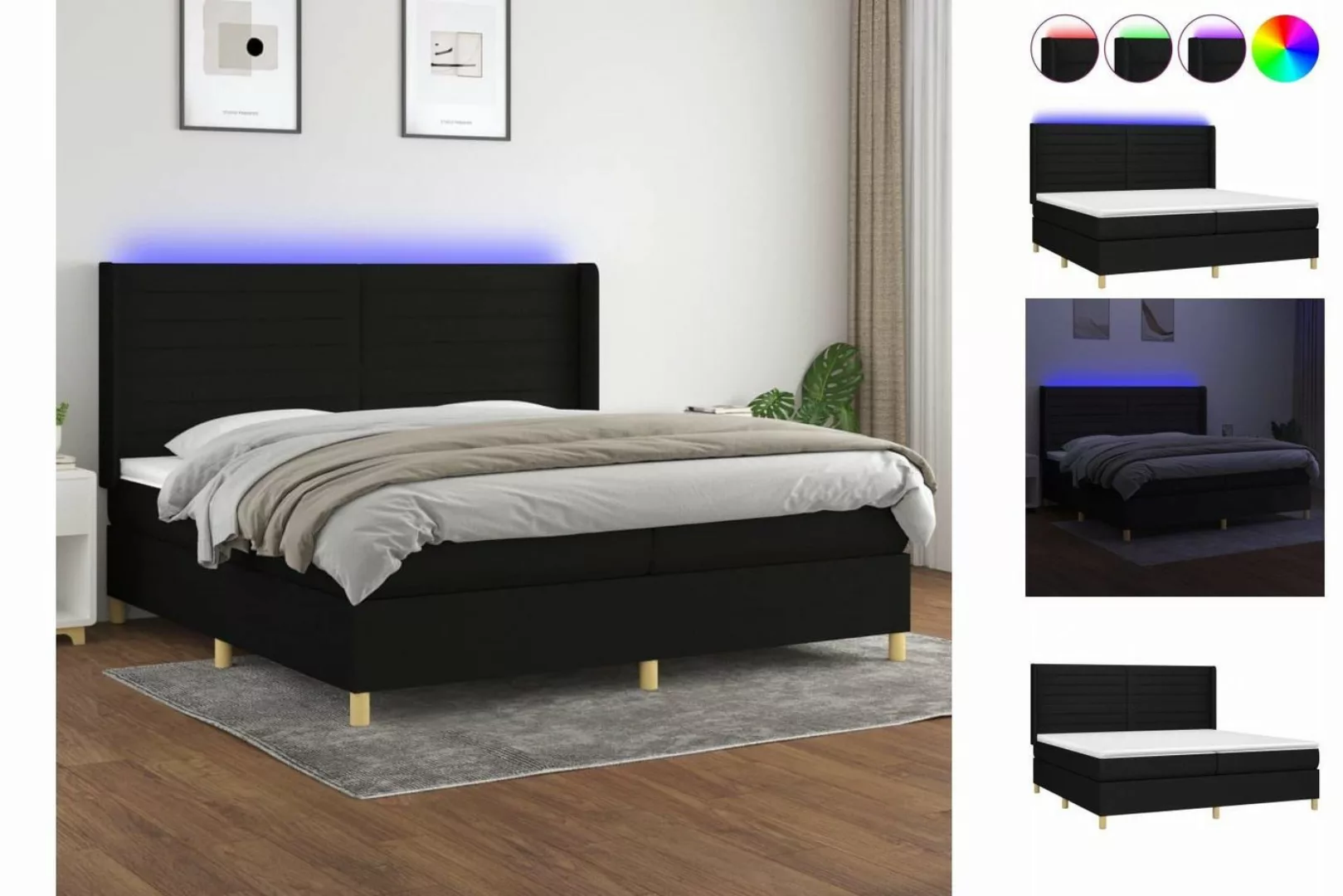 vidaXL Boxspringbett Bett Boxspringbett mit Matratze und LED Stoff (200 x 2 günstig online kaufen