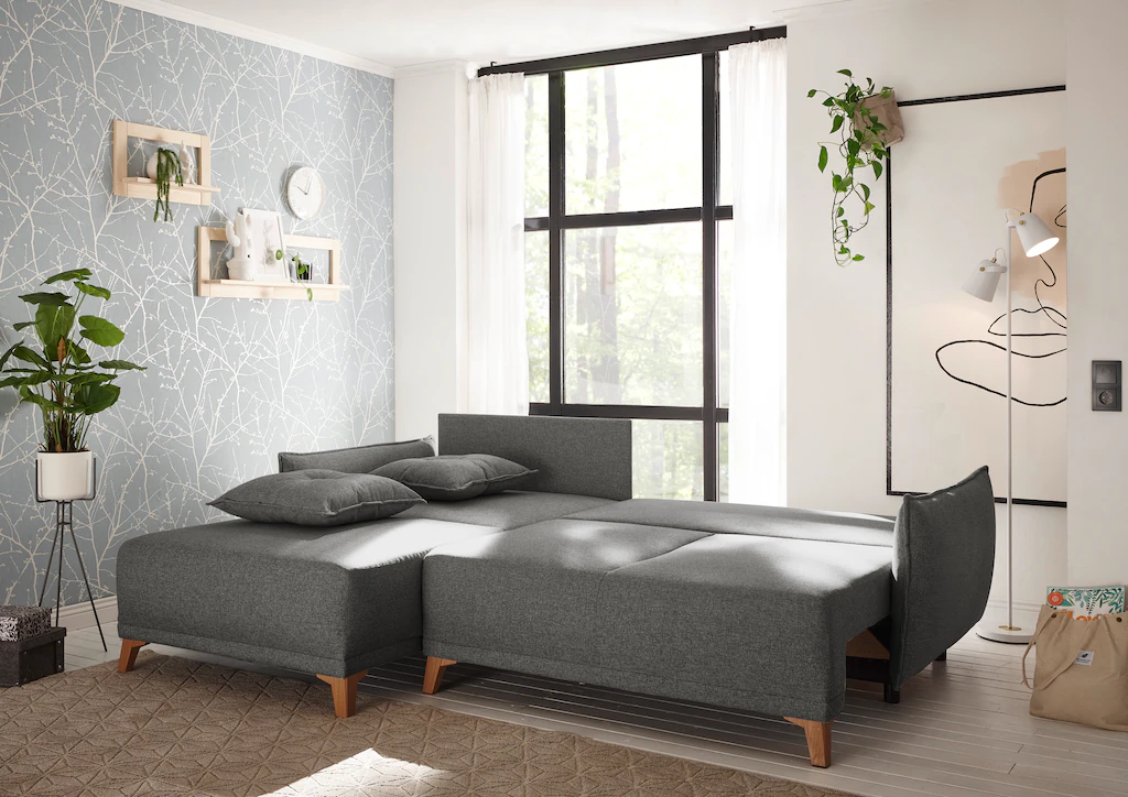 ED EXCITING DESIGN Ecksofa "Pamplona L-Form", mit Bettfunktion, Bettkasten, günstig online kaufen