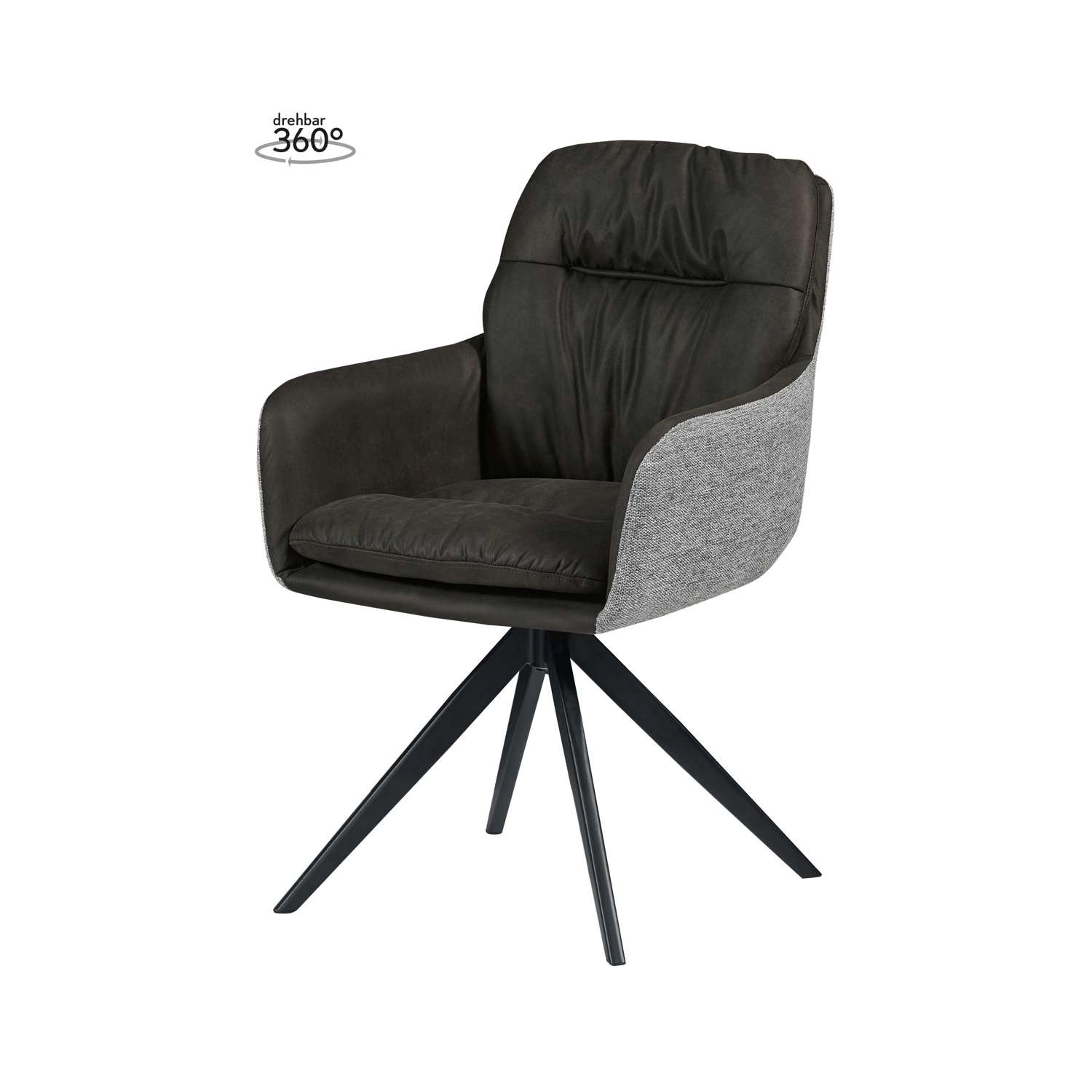 MeGusta Moderner Stuhl Drehstuhl Schwarz Polsterstuhl Esszimmerstuhl mit Ar günstig online kaufen