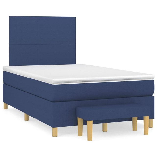 vidaXL Bettgestell Boxspringbett mit Matratze Blau 120x200 cm Stoff Bett Be günstig online kaufen