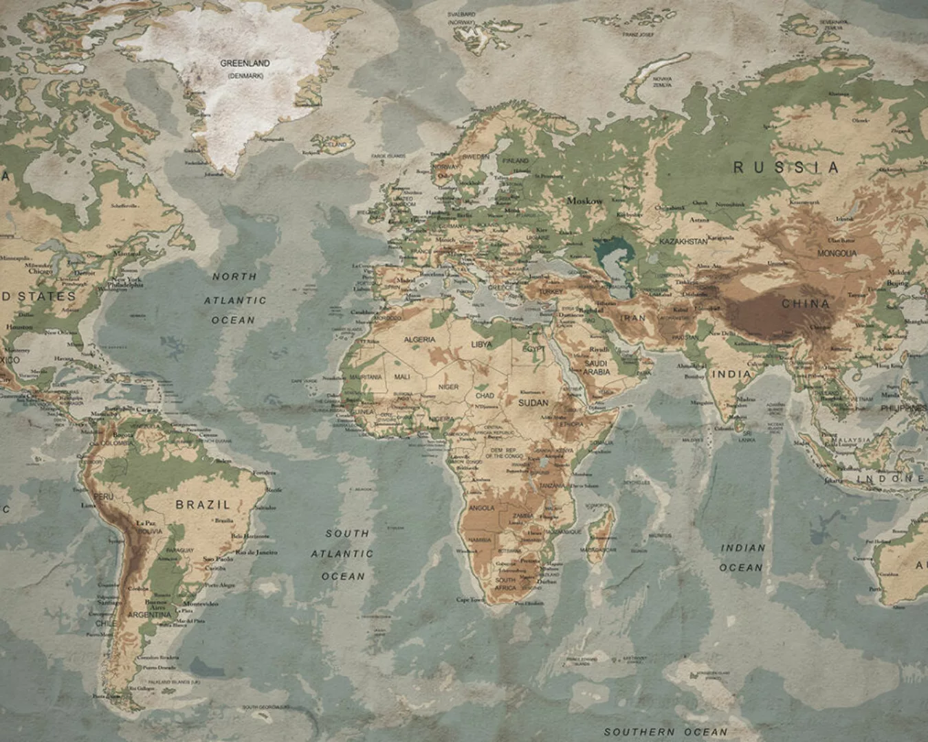 Fototapete "Weltkarte" 4,00x2,50 m / Glattvlies Perlmutt günstig online kaufen