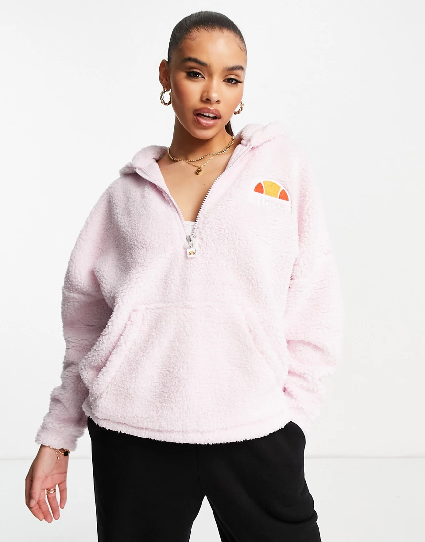 ellesse – Kapuzenpullover aus Teddyfell in Rosa günstig online kaufen