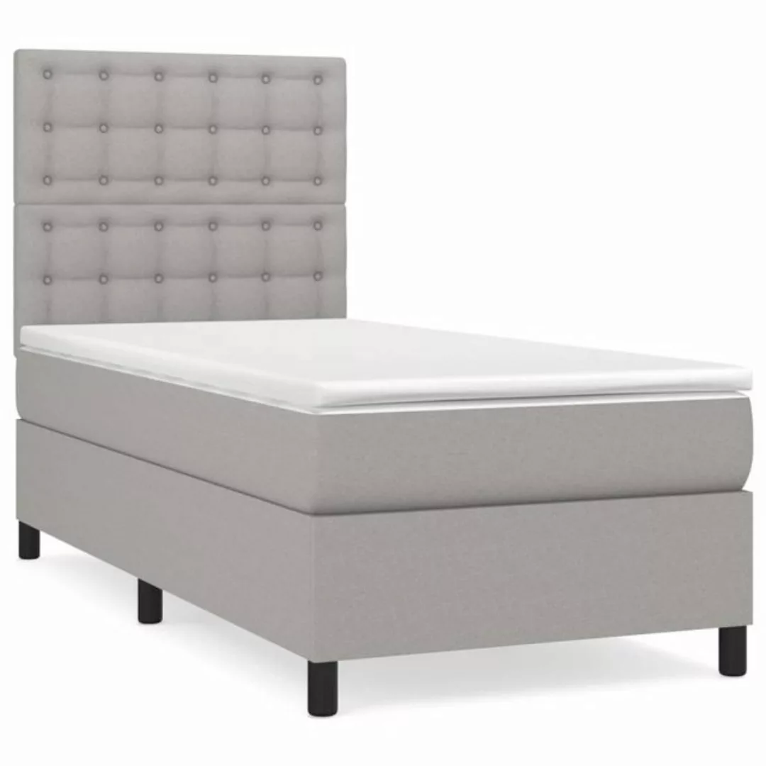 furnicato Bett Boxspringbett mit Matratze Hellgrau 100x200 cm Stoff (1-tlg) günstig online kaufen