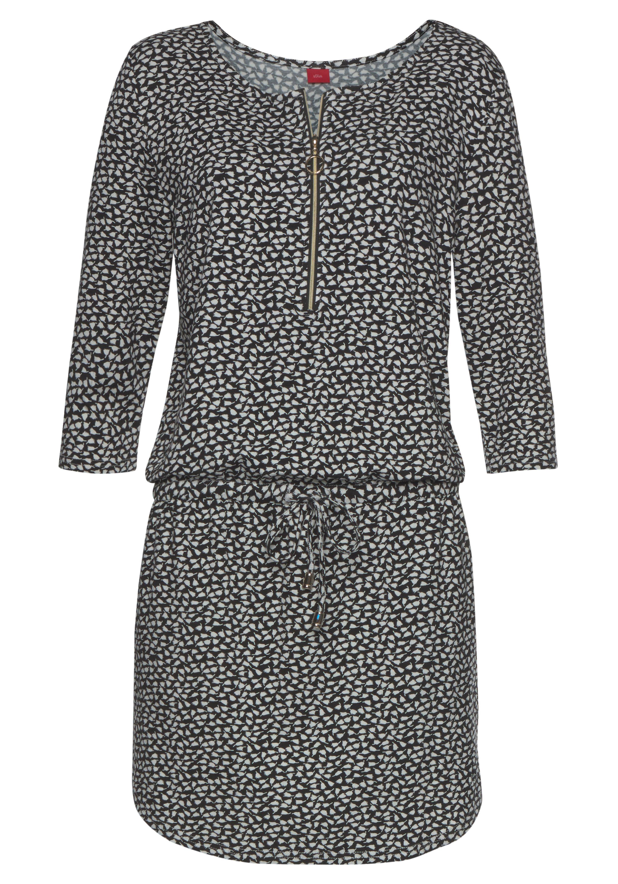 s.Oliver Sommerkleid mit Reißverschluss und 3/4-Ärmeln, Jerseykleid mit Tas günstig online kaufen